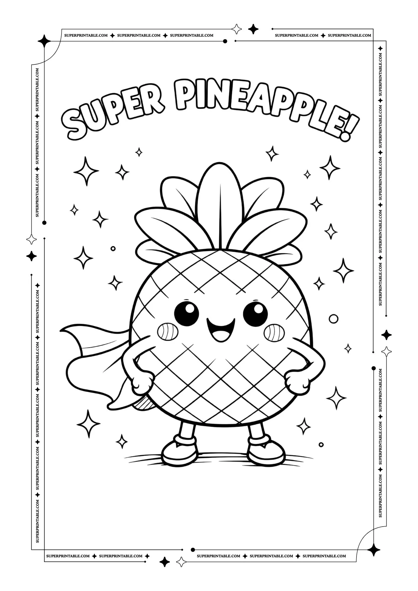 Cute Pineapple Coloring Pages 4