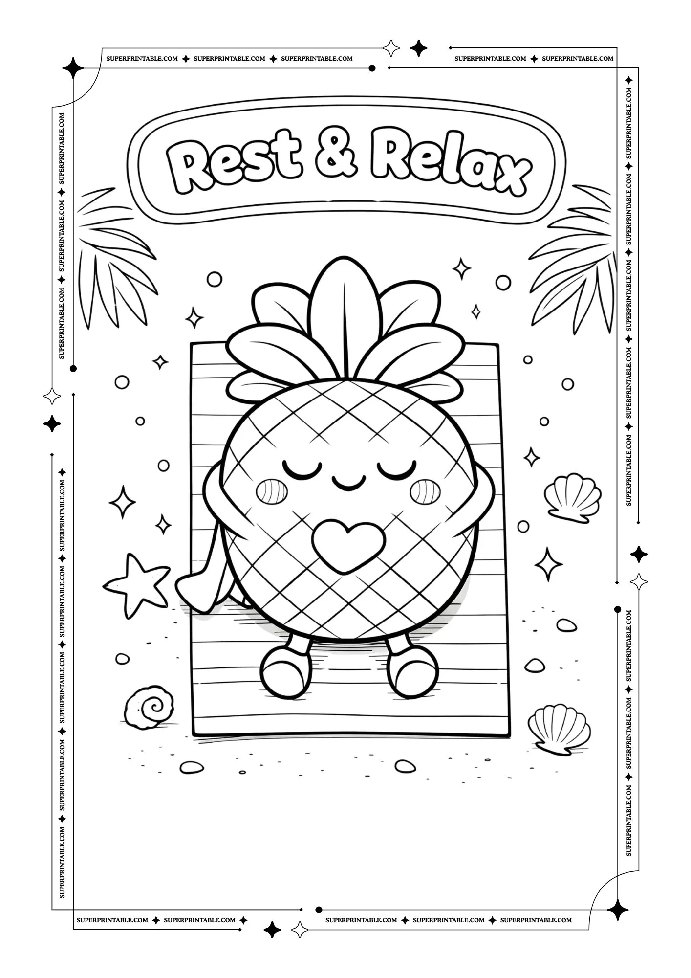 Cute Pineapple Coloring Pages 5