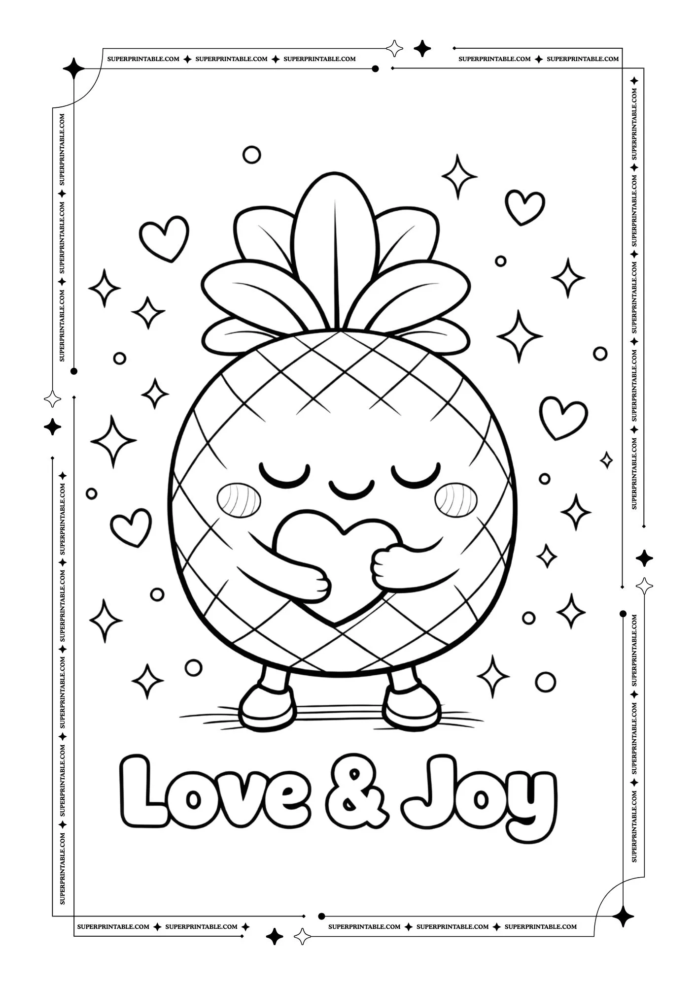 Cute Pineapple Coloring Pages 6