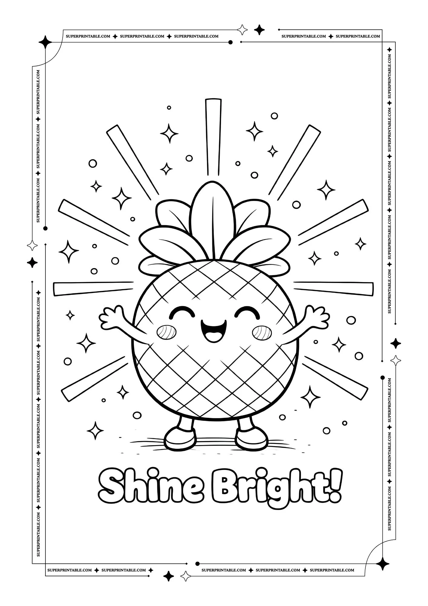 Cute Pineapple Coloring Pages 7