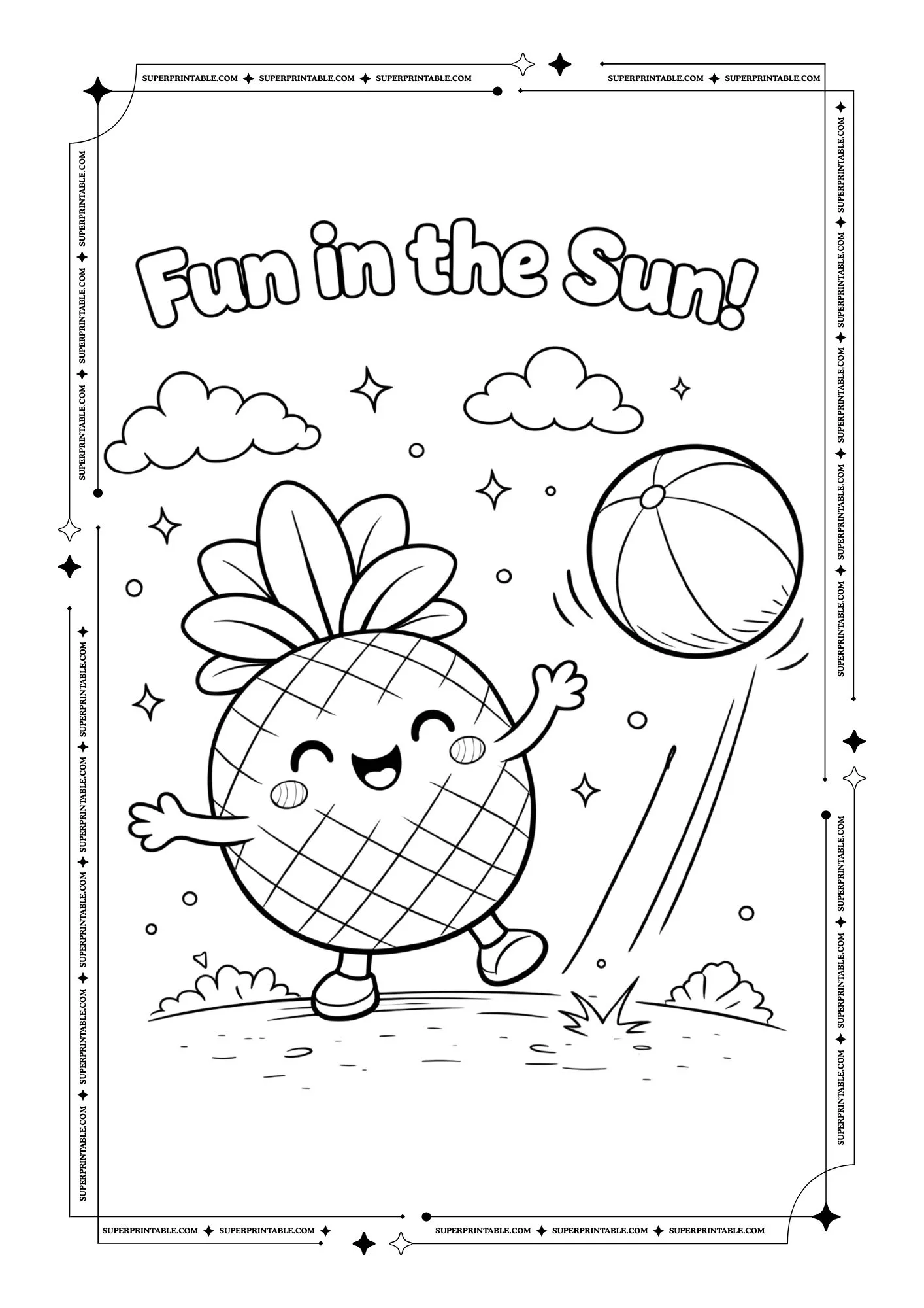 Cute Pineapple Coloring Pages 9