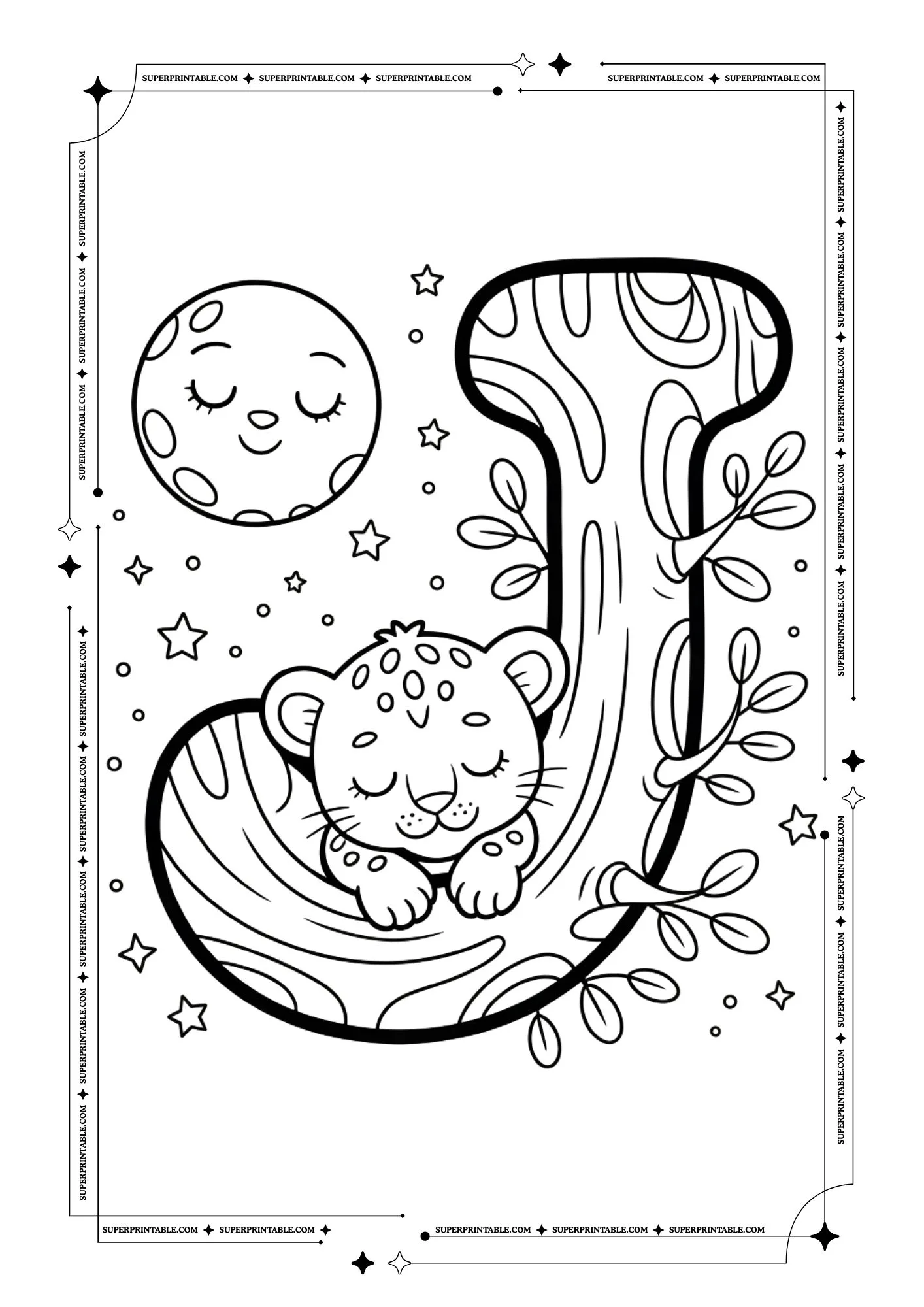 Cute Sleeping Animals Alphabet Coloring Pages 10