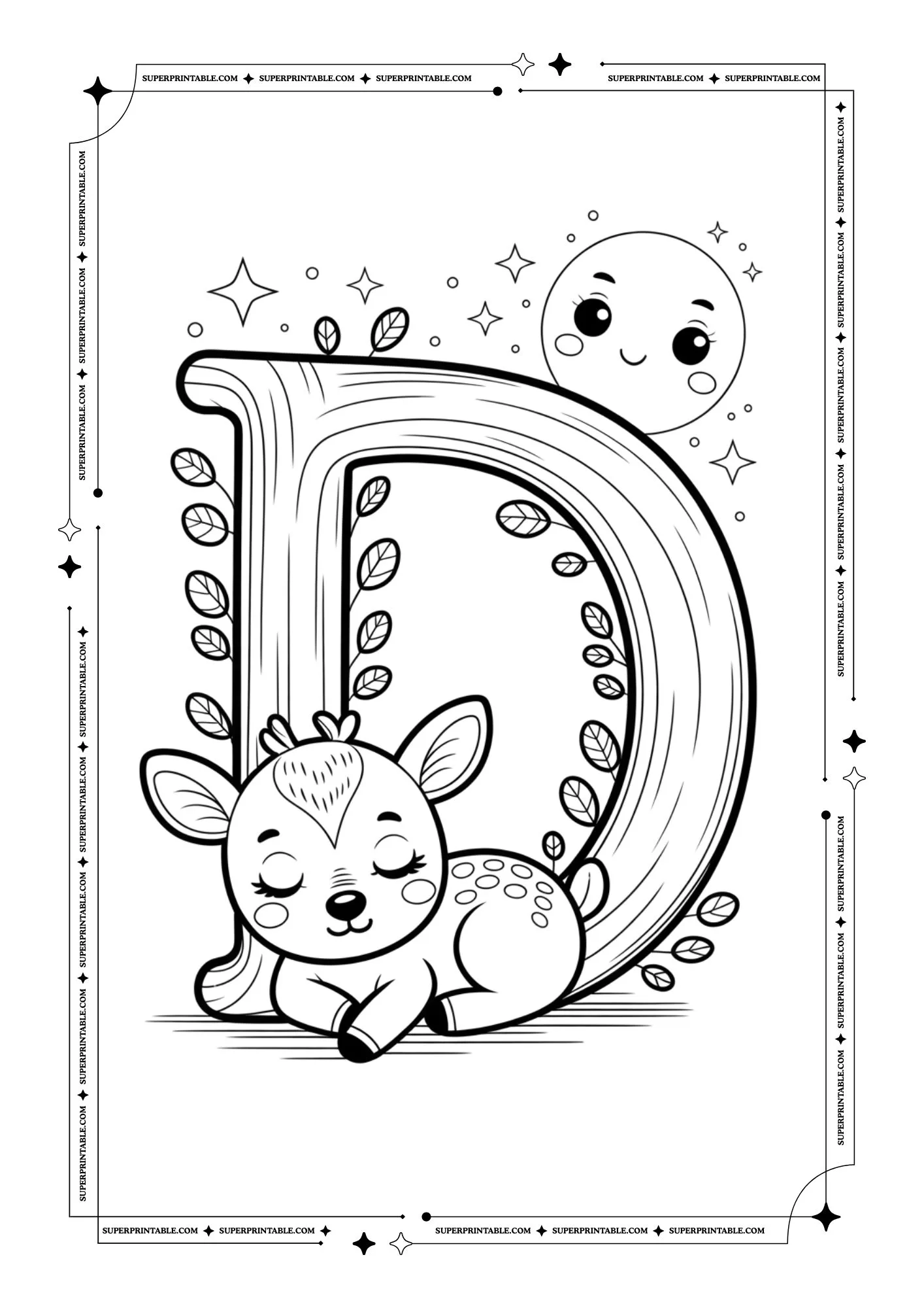 Cute Sleeping Animals Alphabet Coloring Pages 4