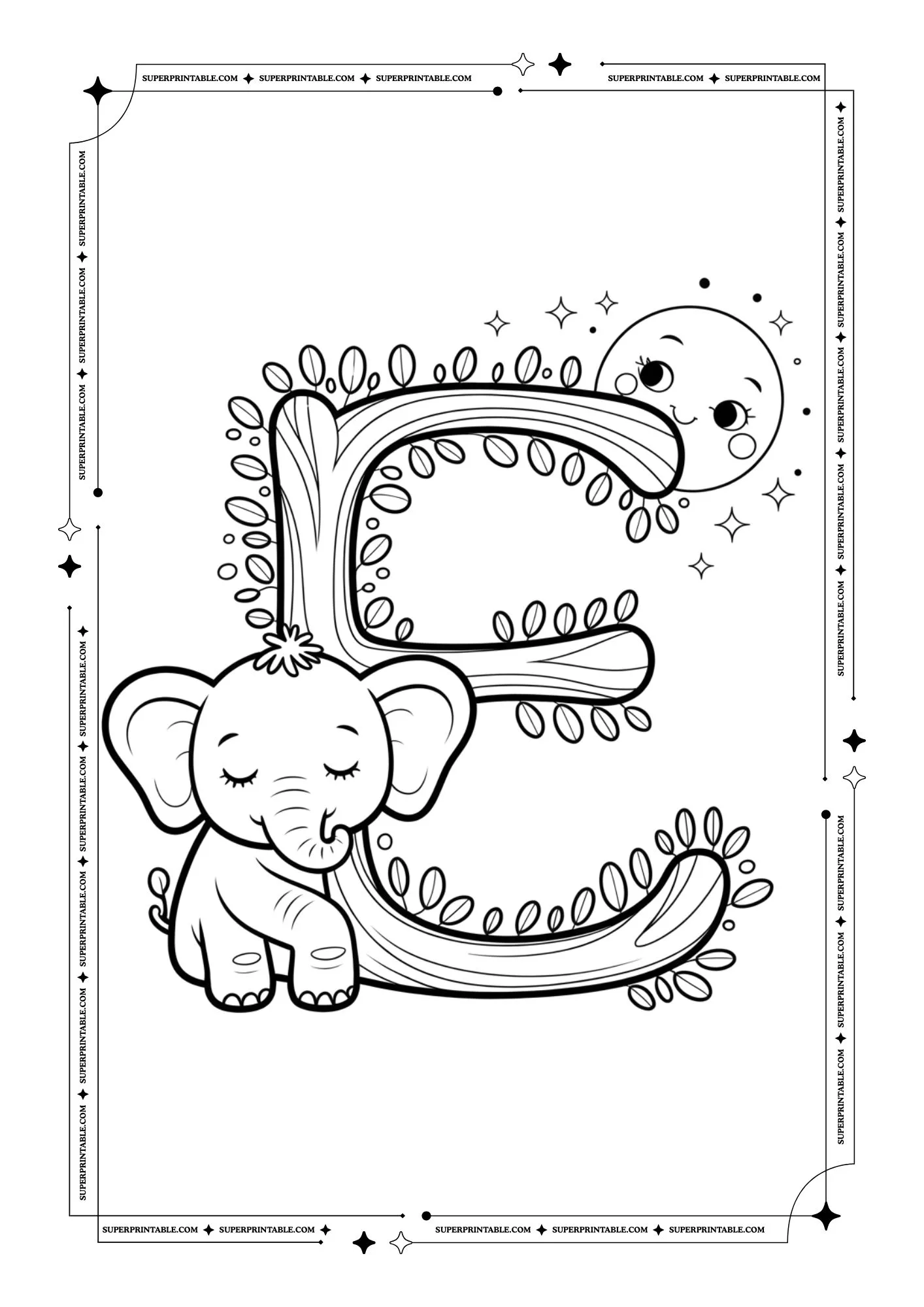 Cute Sleeping Animals Alphabet Coloring Pages 5