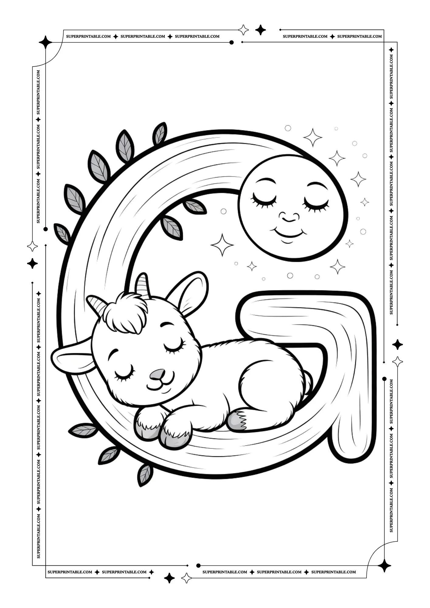 Cute Sleeping Animals Alphabet Coloring Pages 7