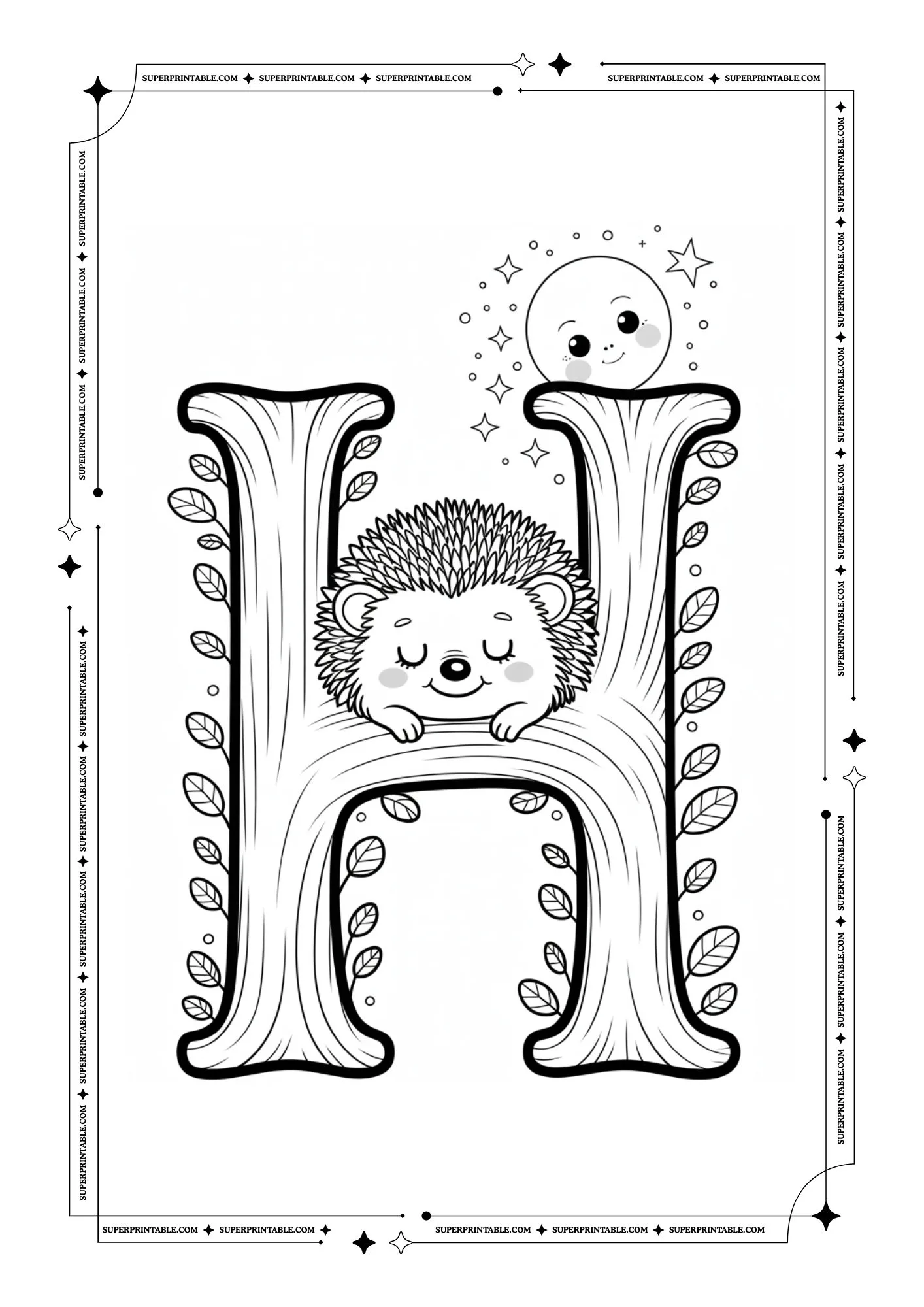 Cute Sleeping Animals Alphabet Coloring Pages 8
