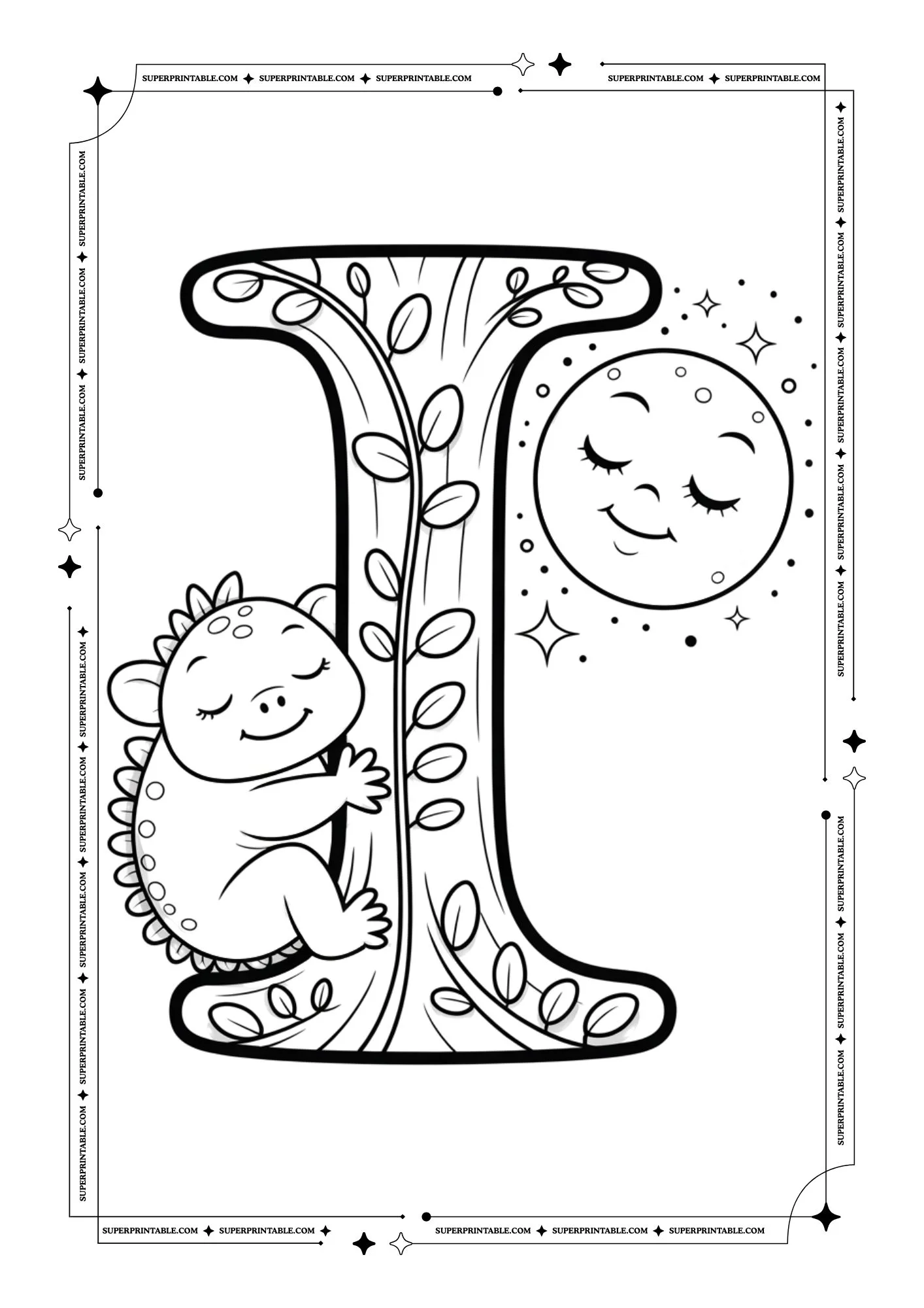 Cute Sleeping Animals Alphabet Coloring Pages 9
