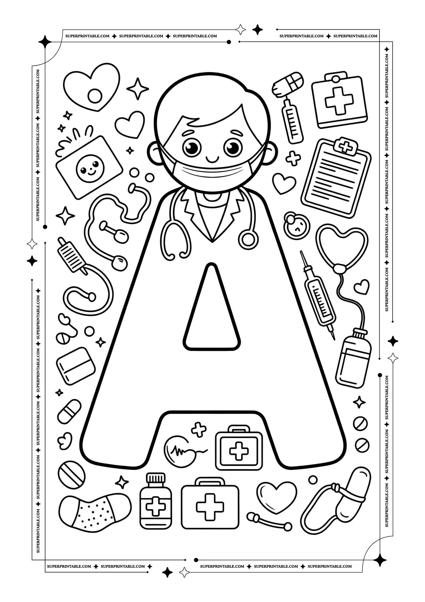 Doctors Alphabet Coloring Pages 1