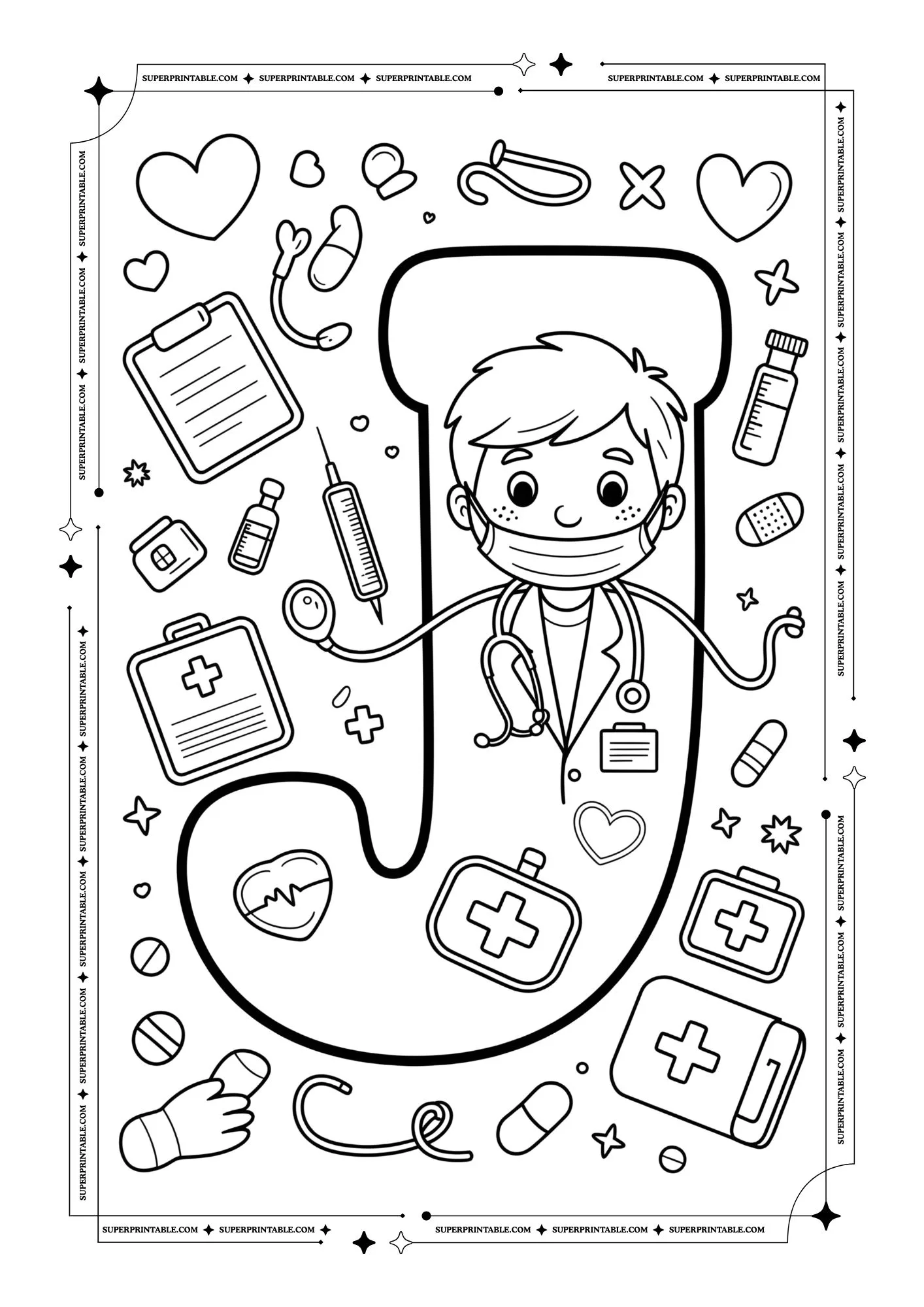 Doctors Alphabet Coloring Pages 10