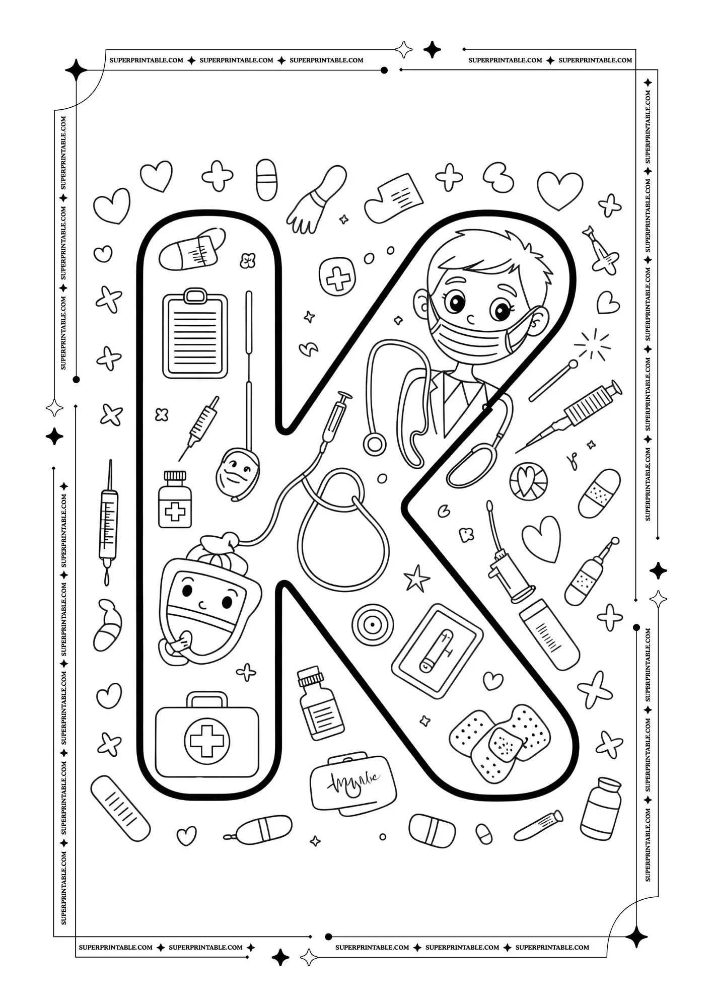 Doctors Alphabet Coloring Pages 11