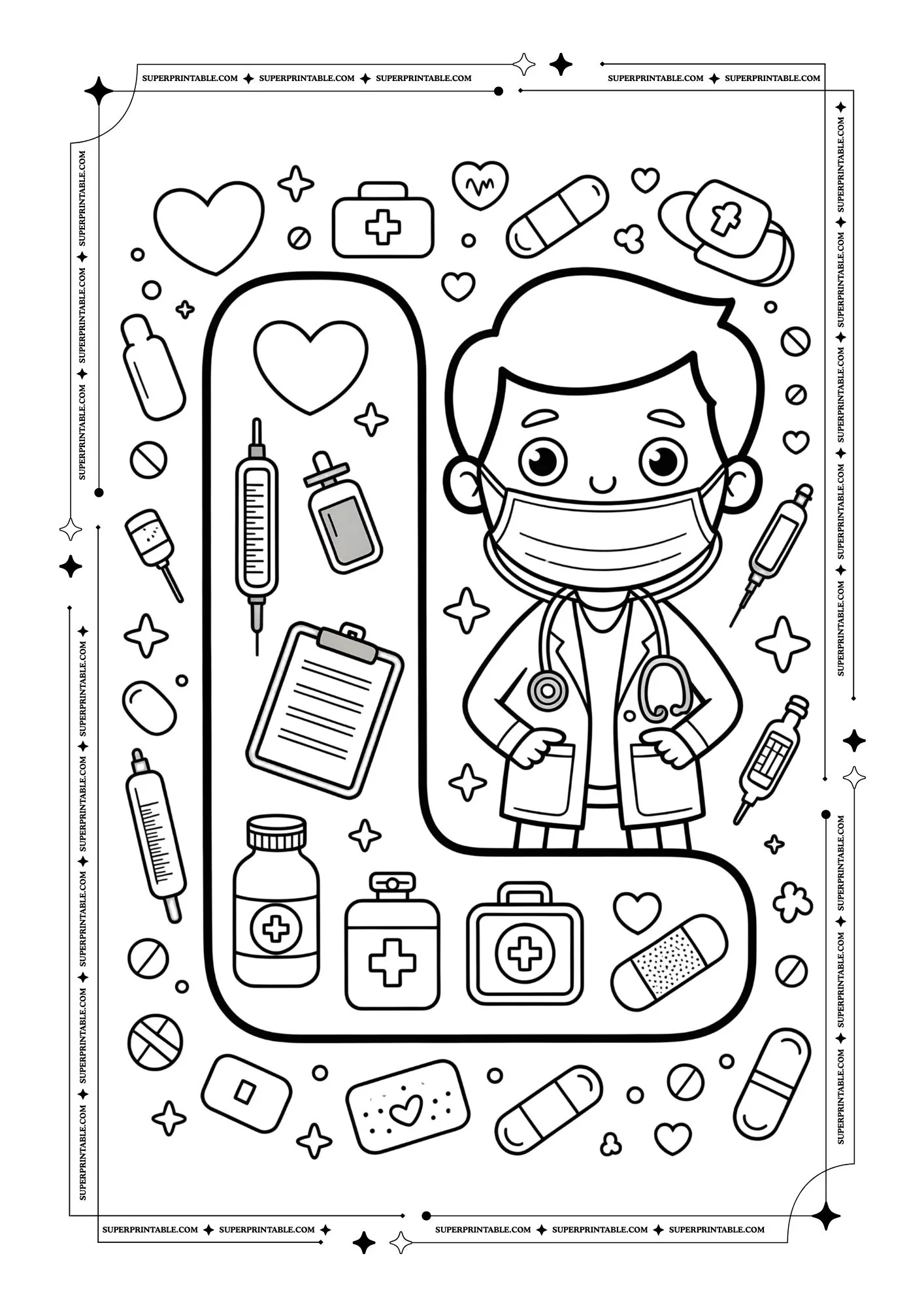 Doctors Alphabet Coloring Pages 12