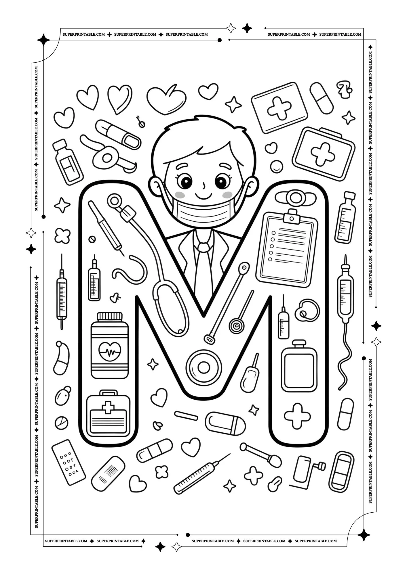 Doctors Alphabet Coloring Pages 13