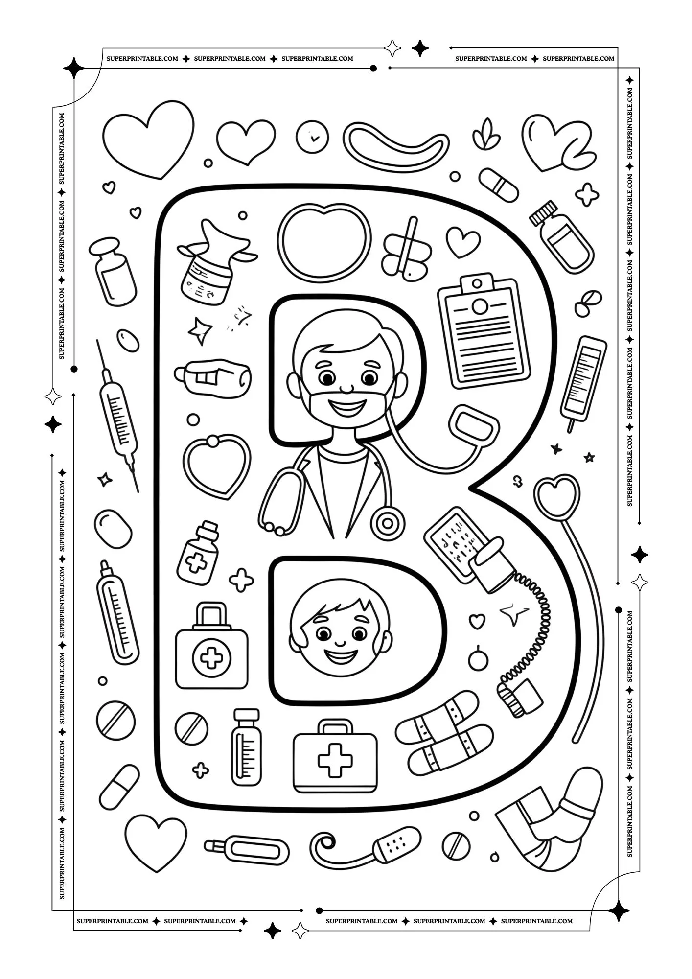 Doctors Alphabet Coloring Pages 2