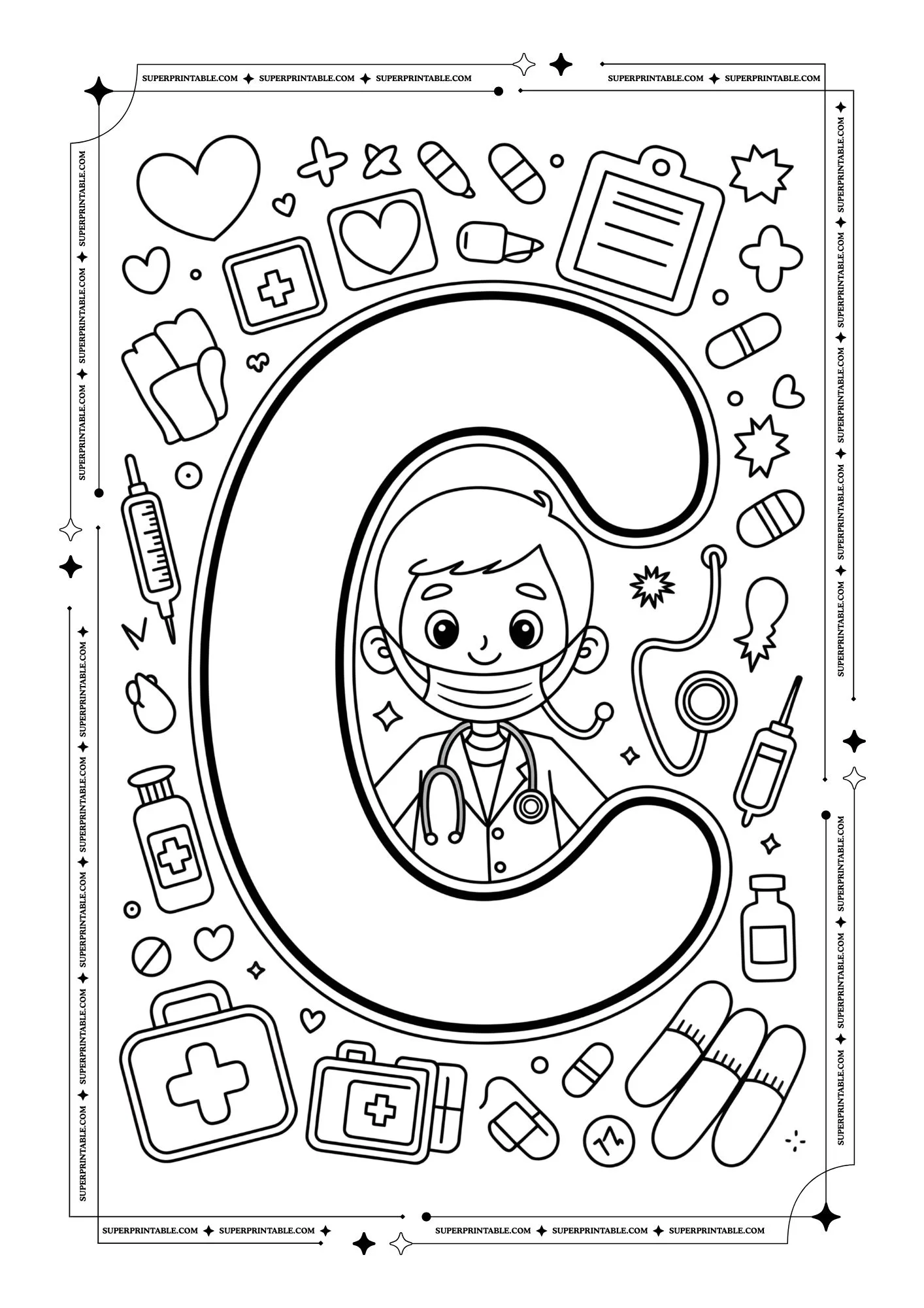 Doctors Alphabet Coloring Pages 3