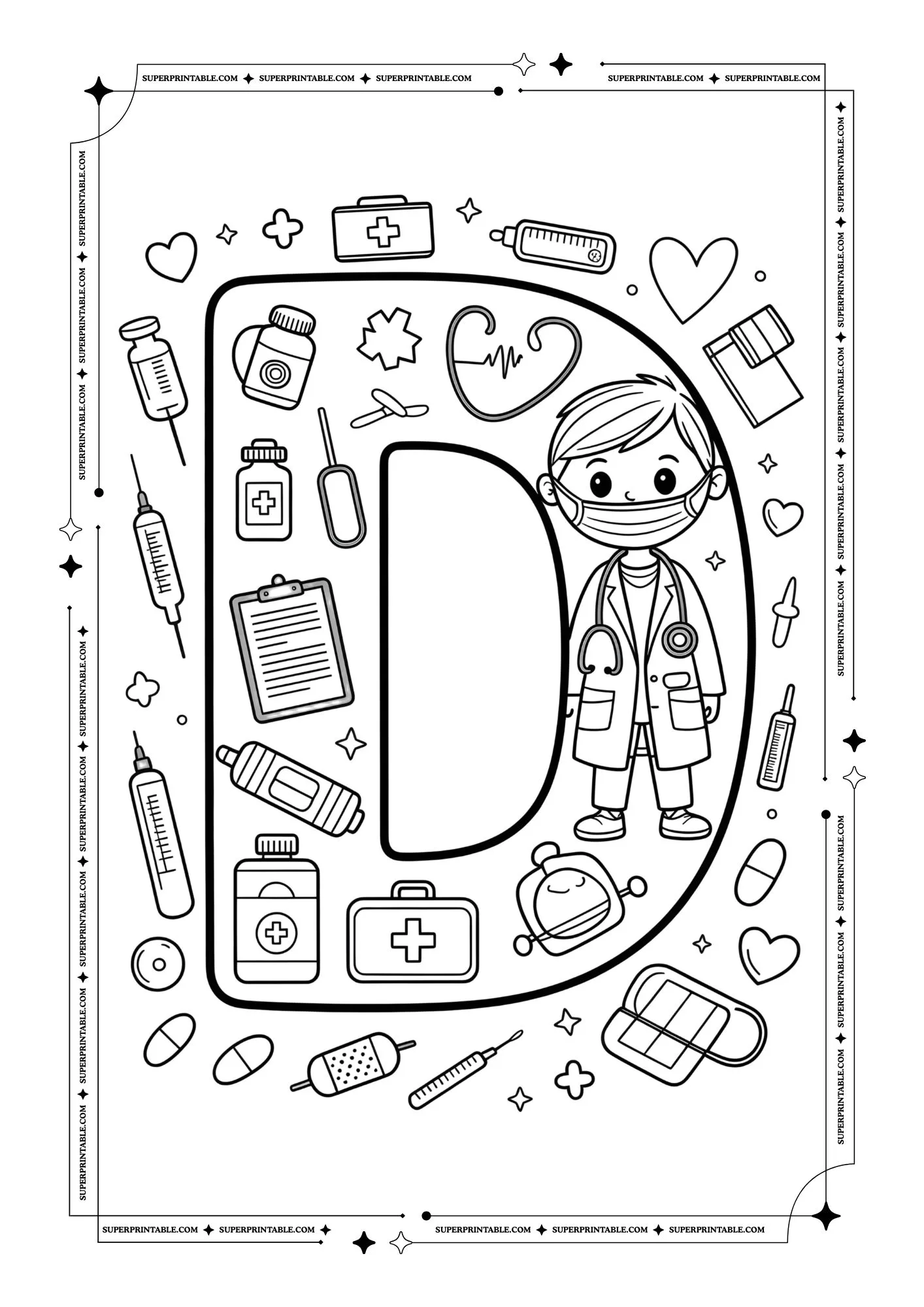 Doctors Alphabet Coloring Pages 4