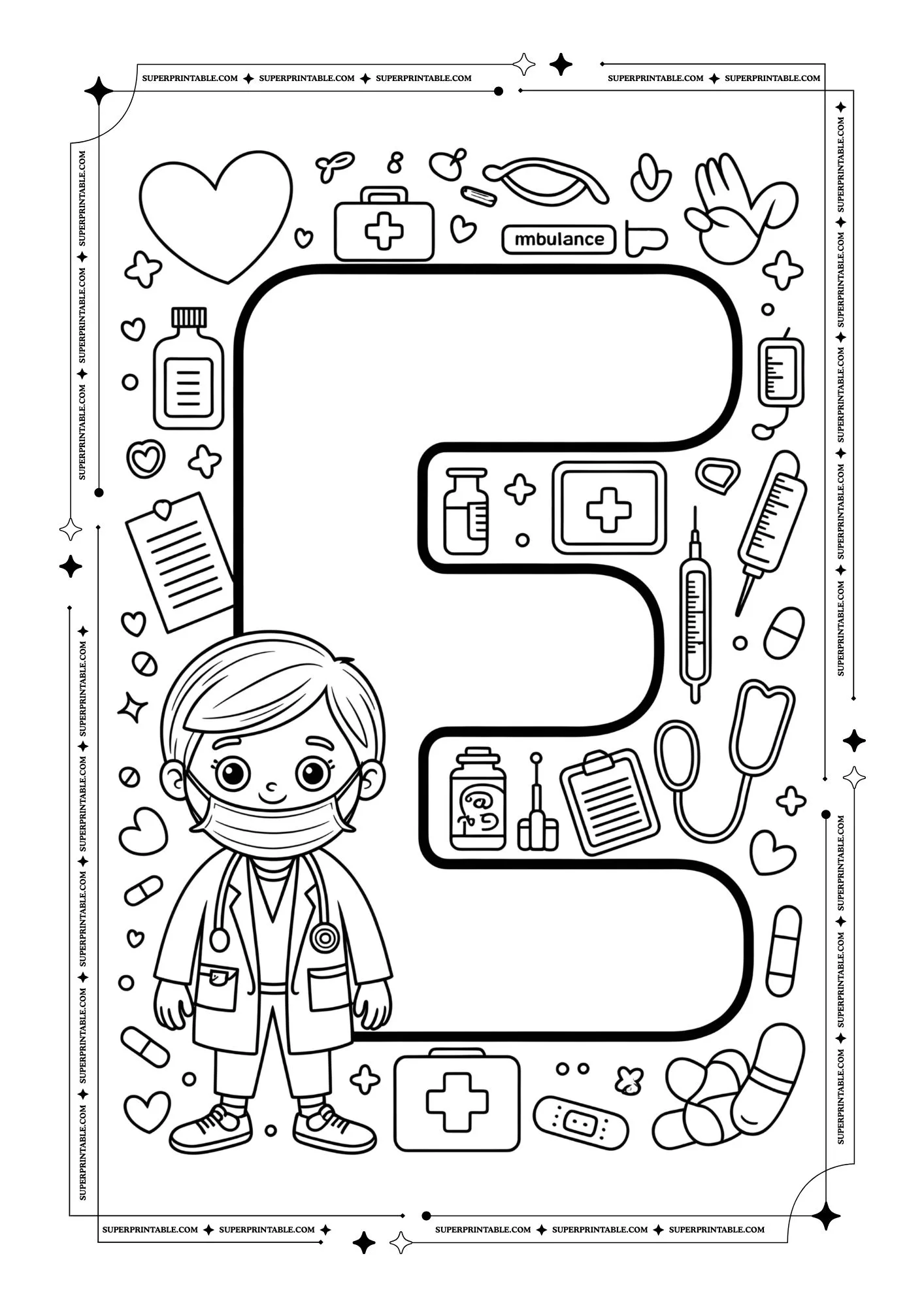 Doctors Alphabet Coloring Pages 5