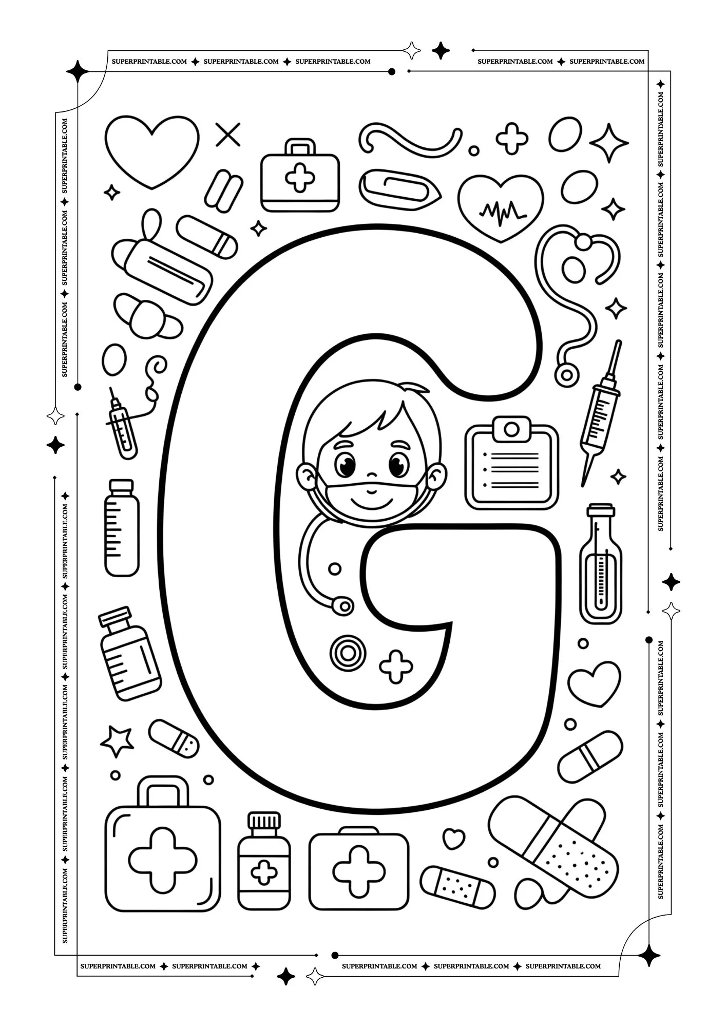 Doctors Alphabet Coloring Pages 7