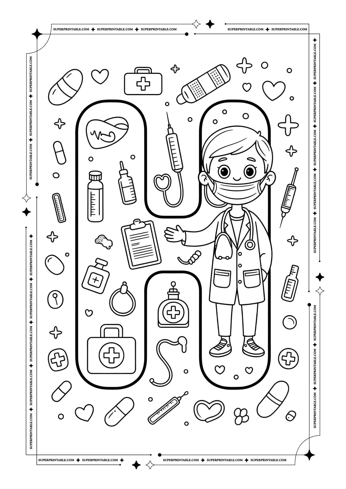 Doctors Alphabet Coloring Pages 8