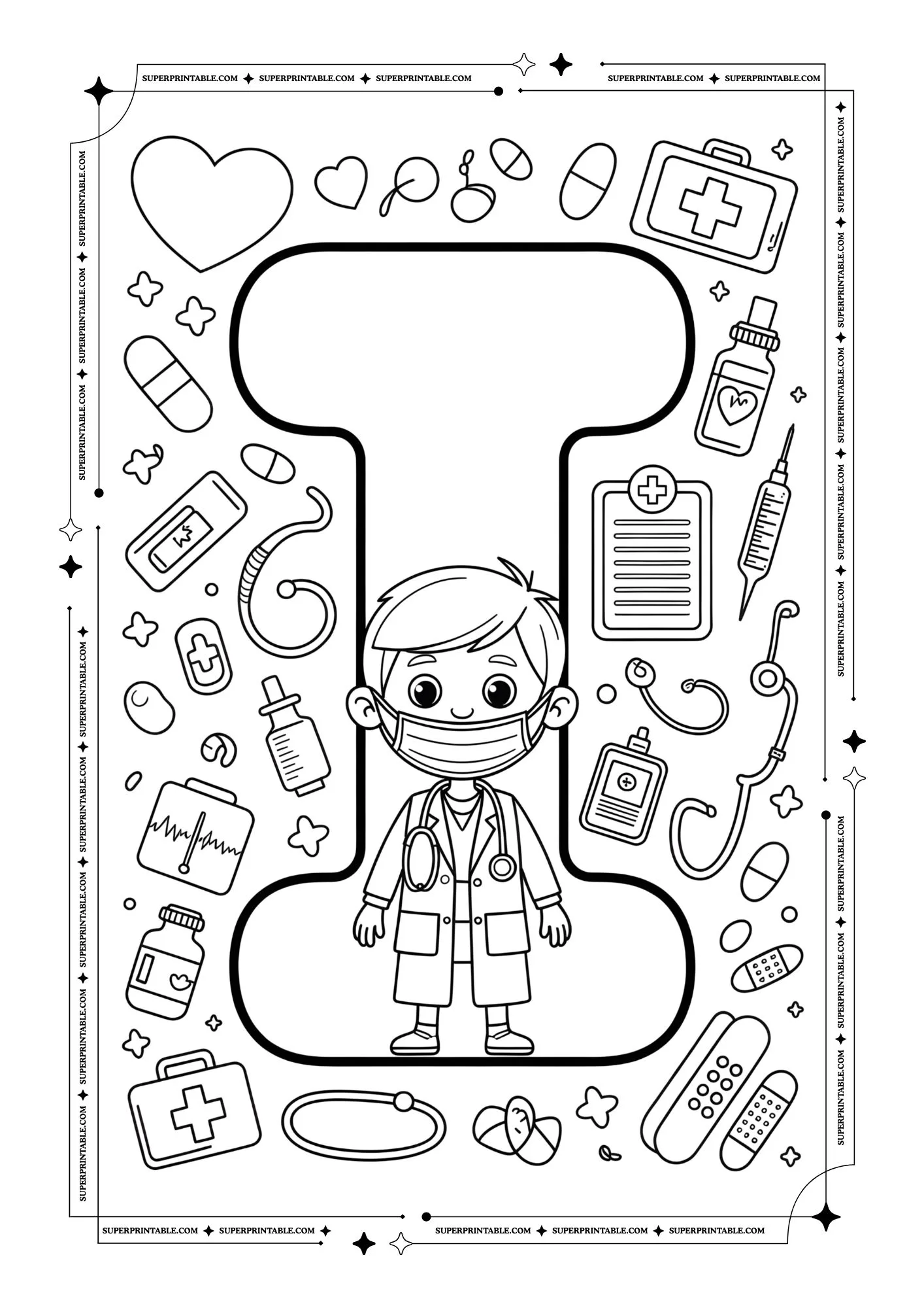 Doctors Alphabet Coloring Pages 9