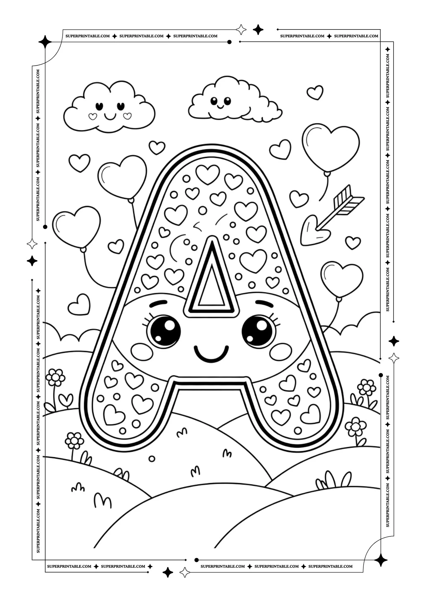 Dreamland Valentines Alphabet Coloring Pages 1