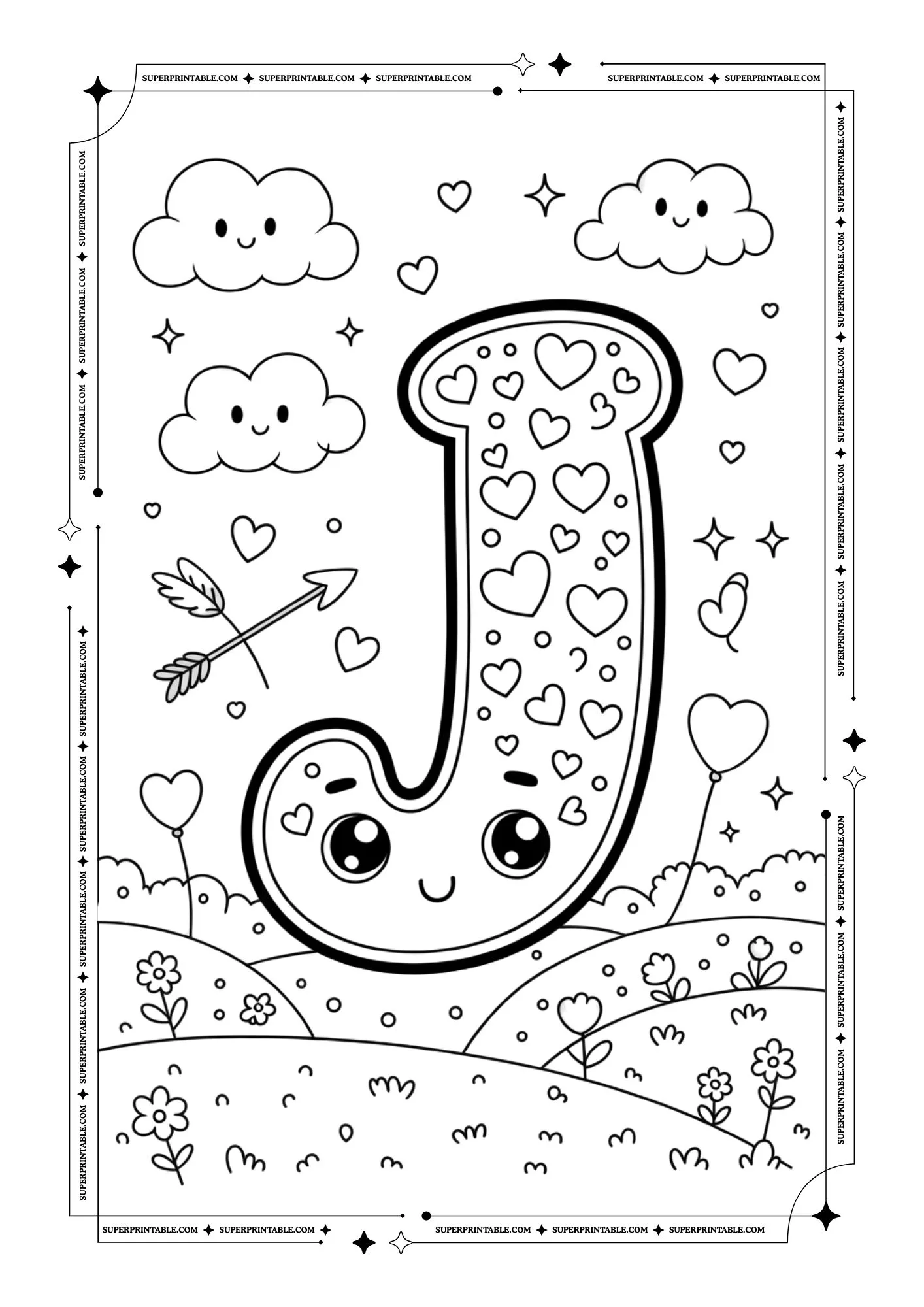 Dreamland Valentines Alphabet Coloring Pages 10