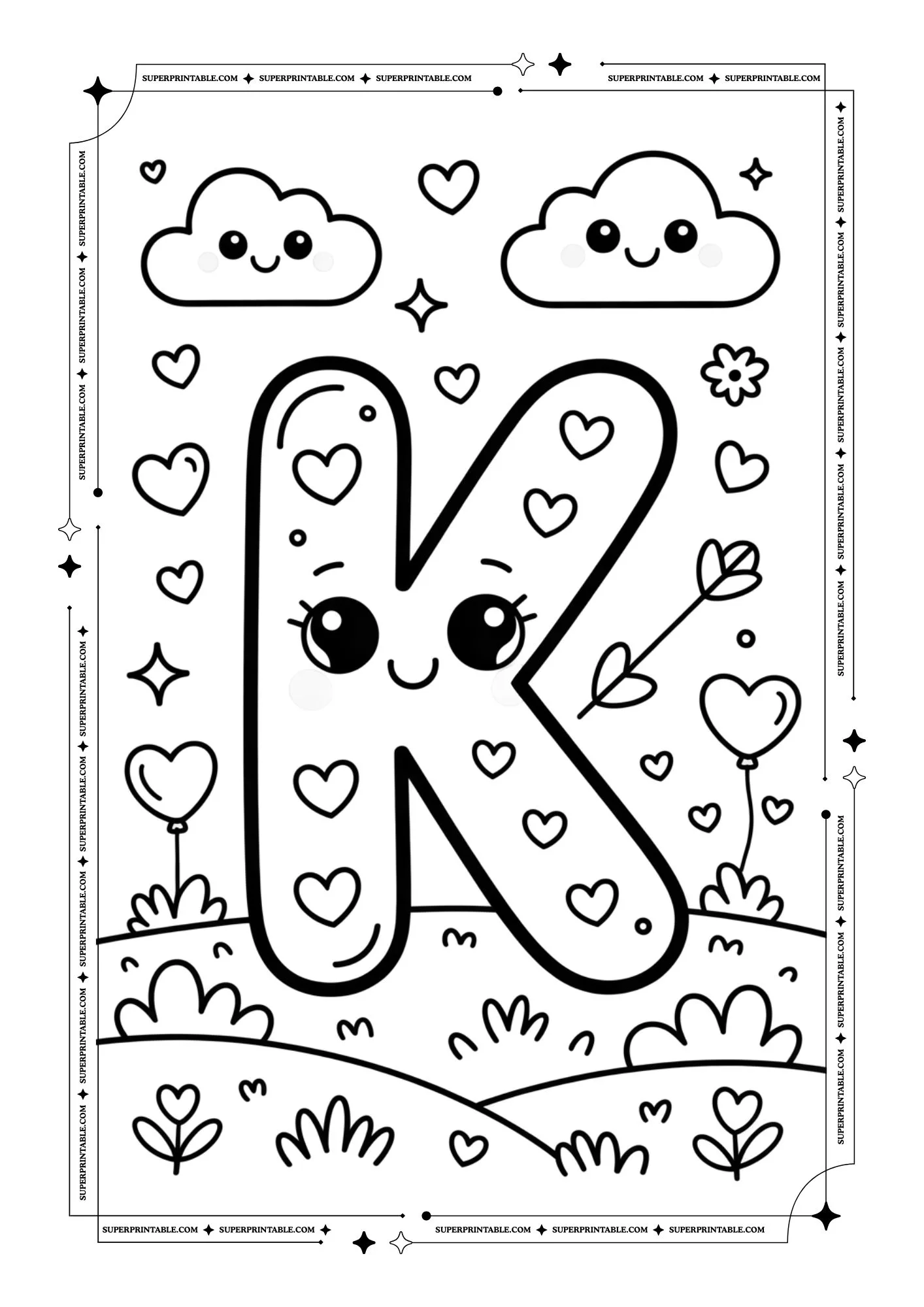 Dreamland Valentines Alphabet Coloring Pages 11