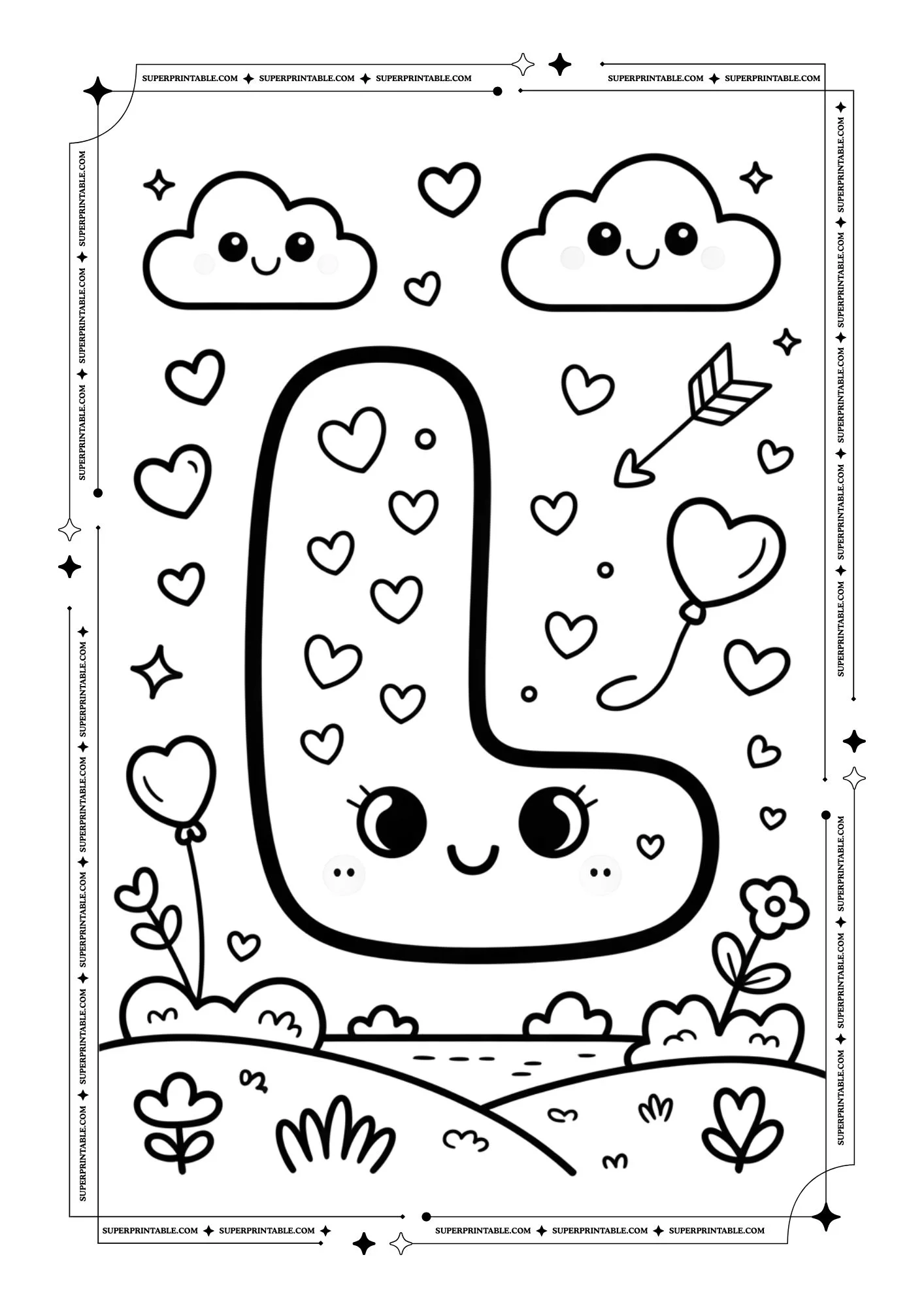 Dreamland Valentines Alphabet Coloring Pages 12