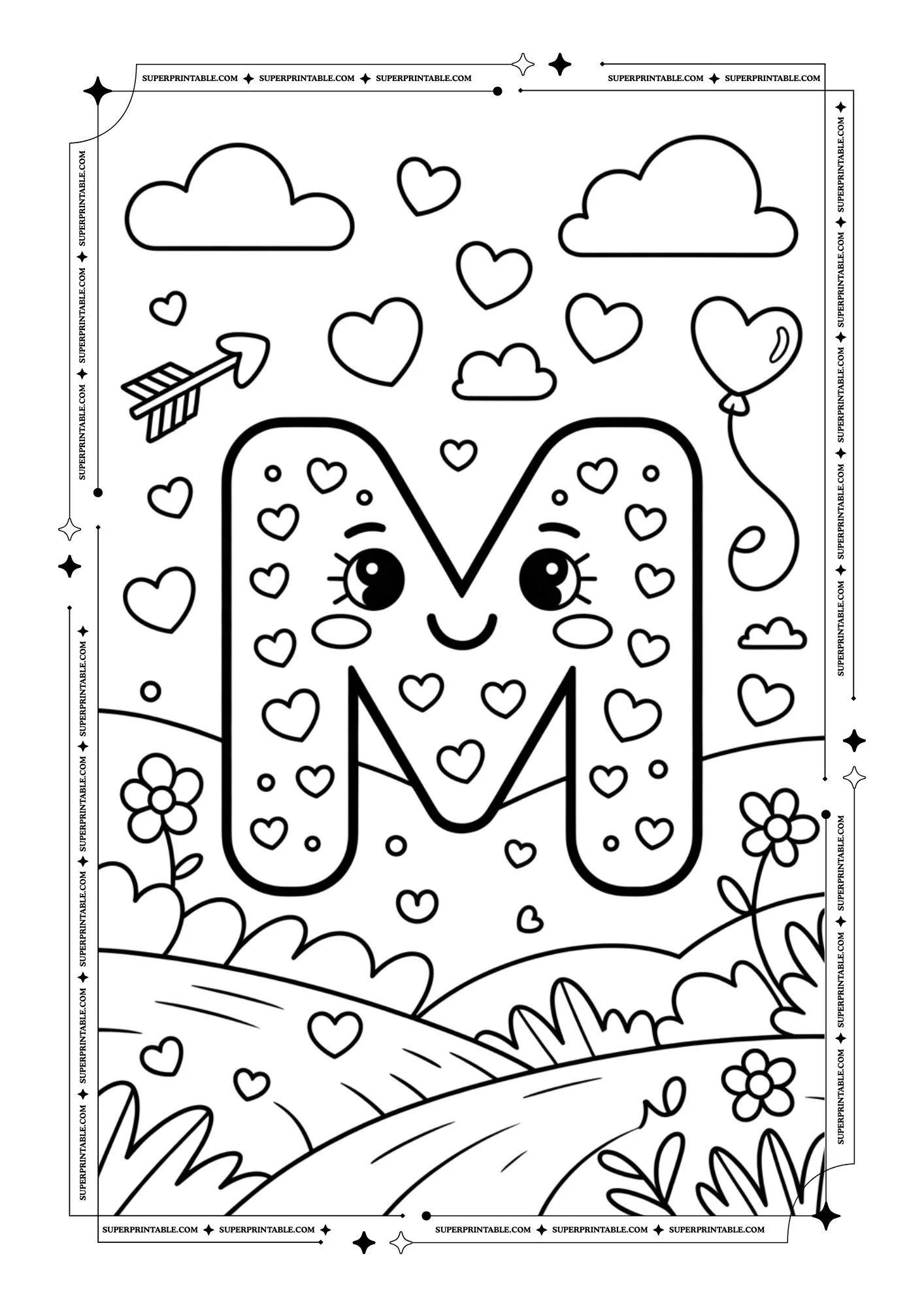 Dreamland Valentines Alphabet Coloring Pages 13