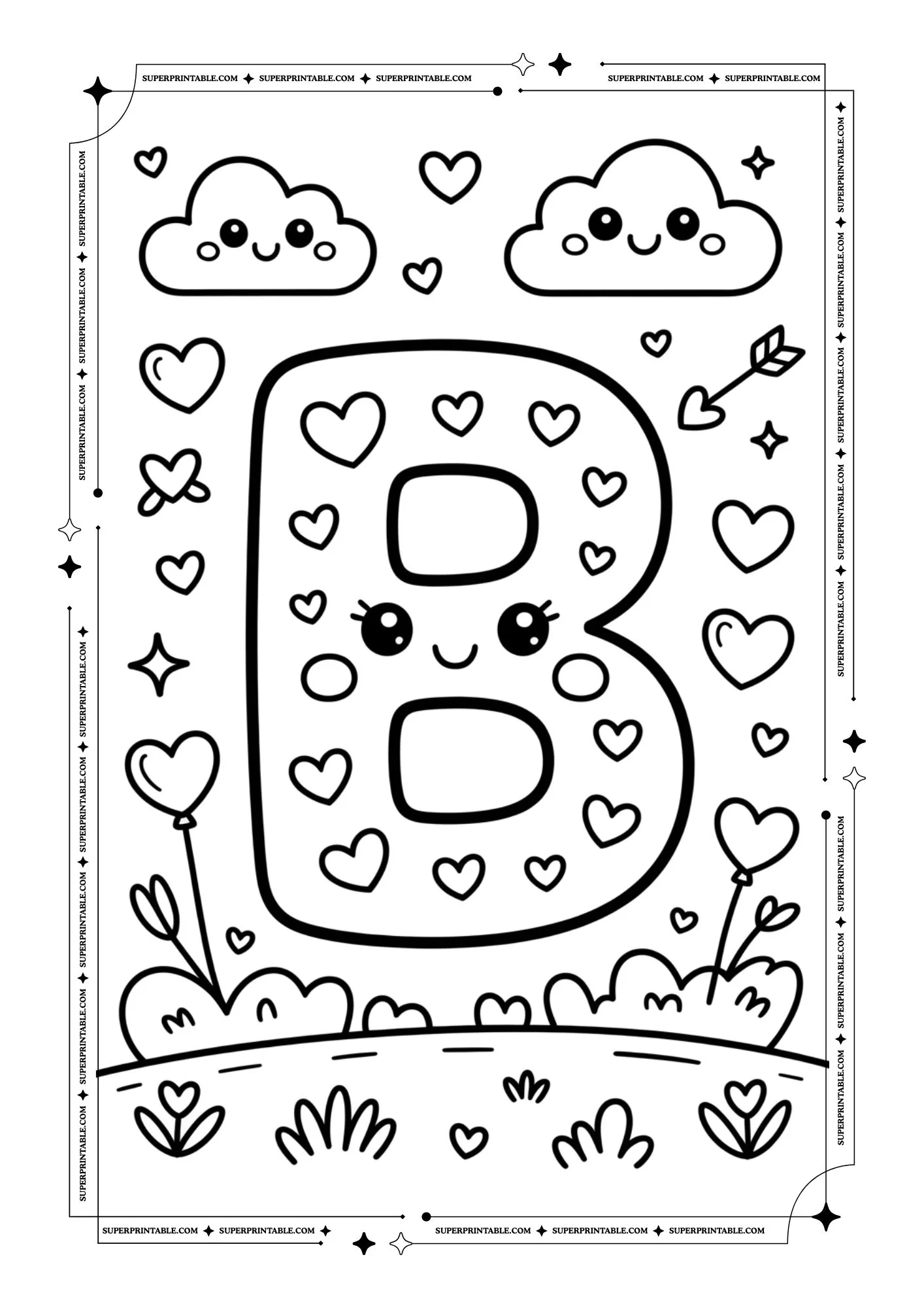 Dreamland Valentines Alphabet Coloring Pages 2