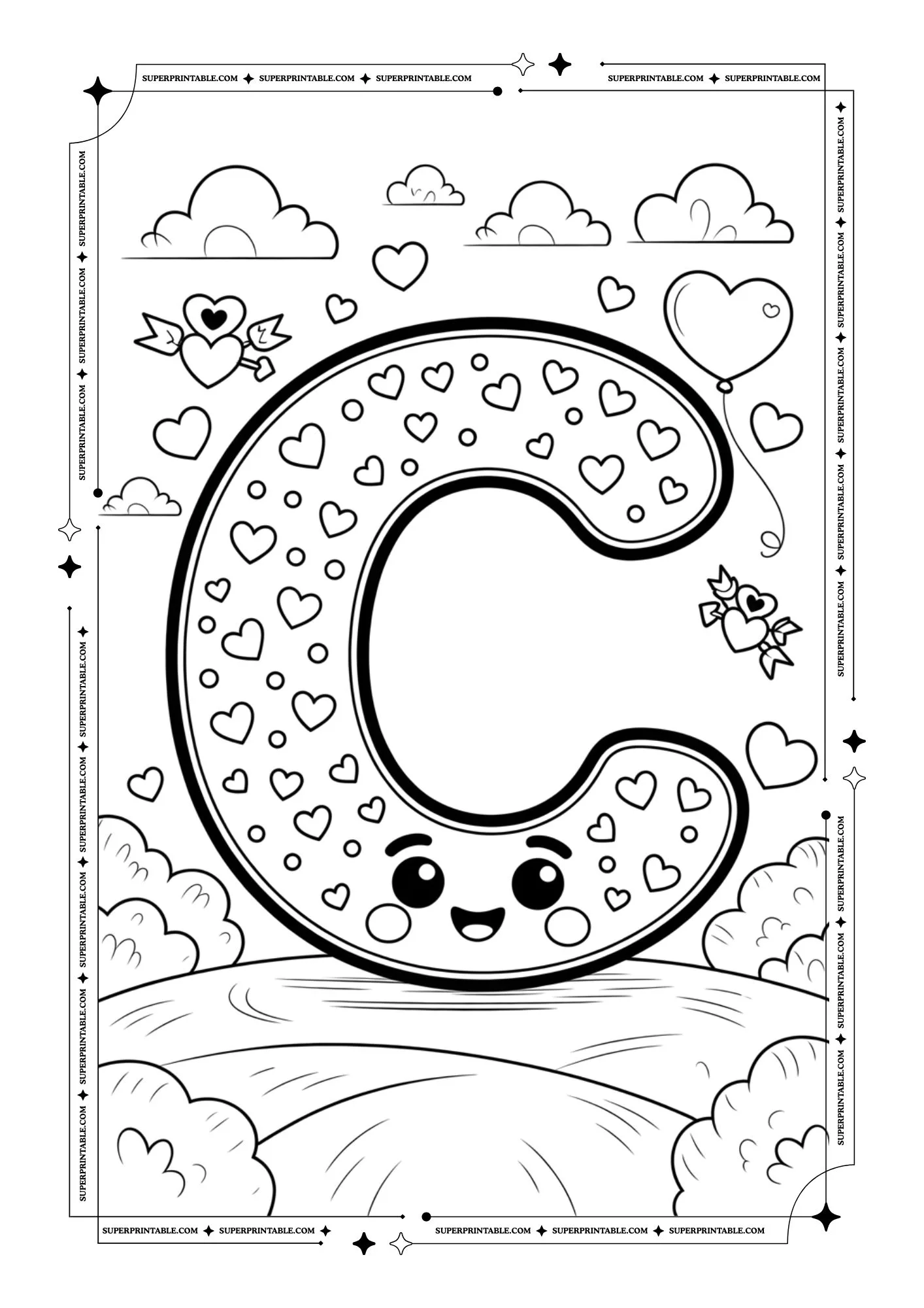 Dreamland Valentines Alphabet Coloring Pages 3