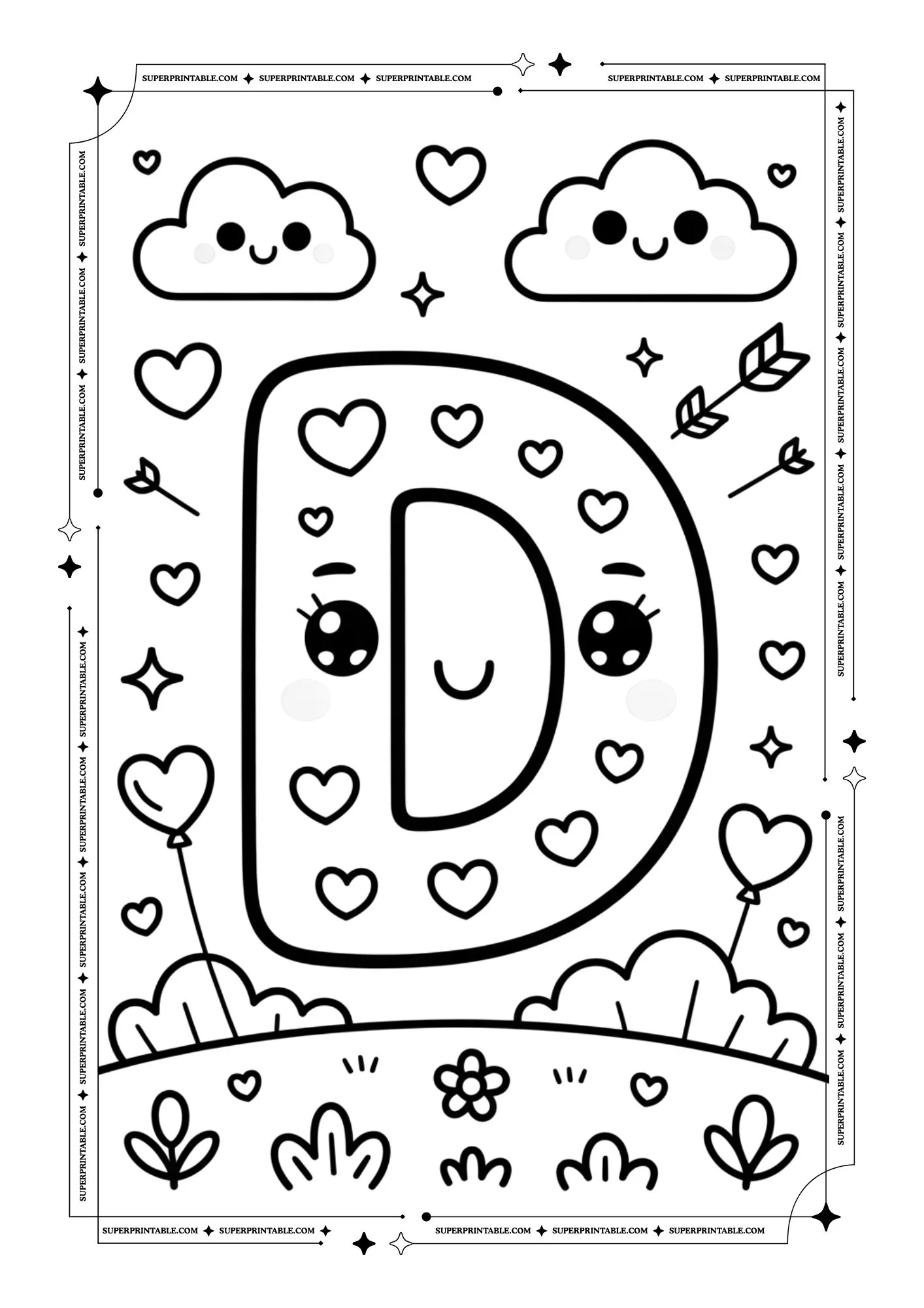 Dreamland Valentines Alphabet Coloring Pages 4