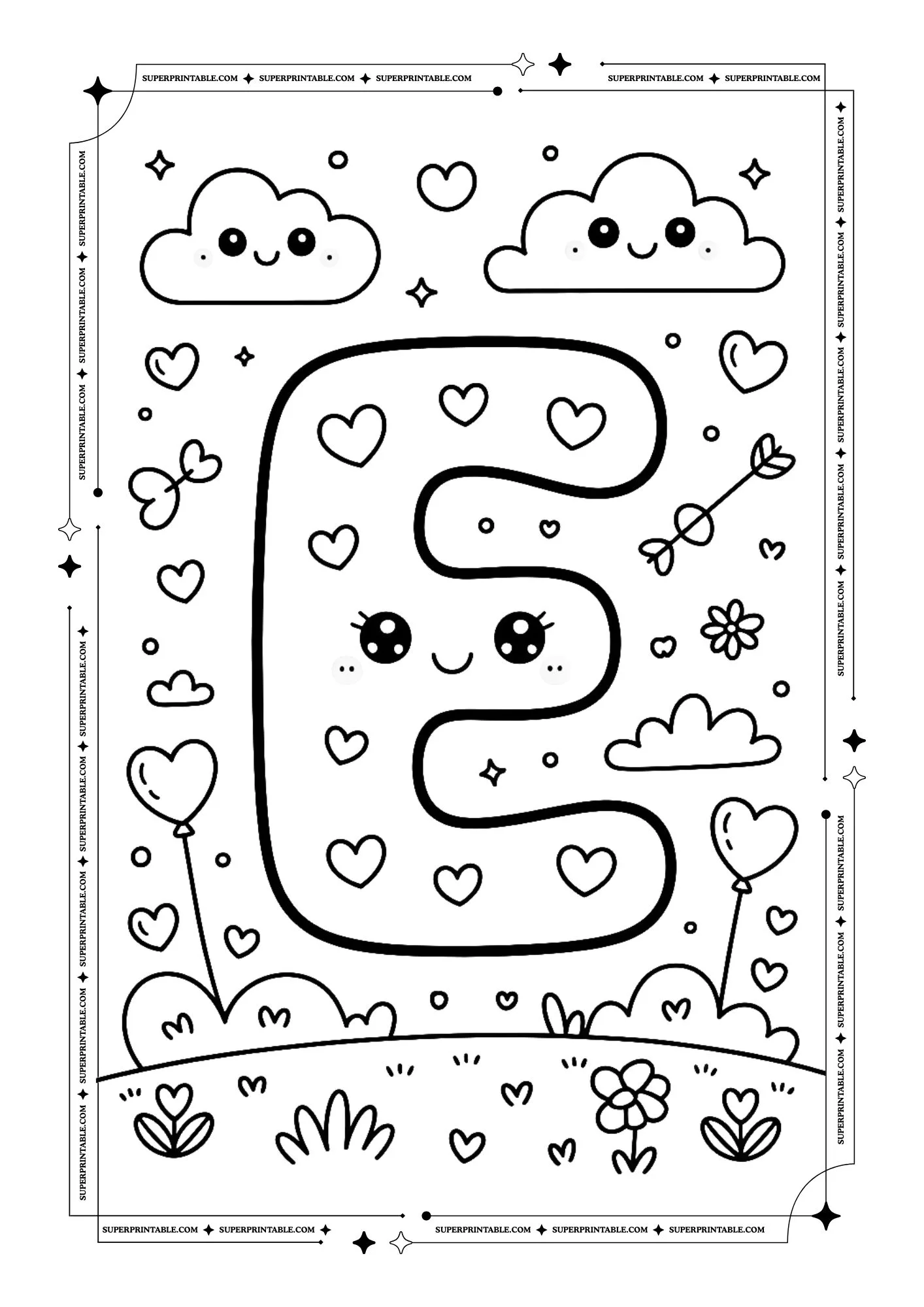 Dreamland Valentines Alphabet Coloring Pages 5