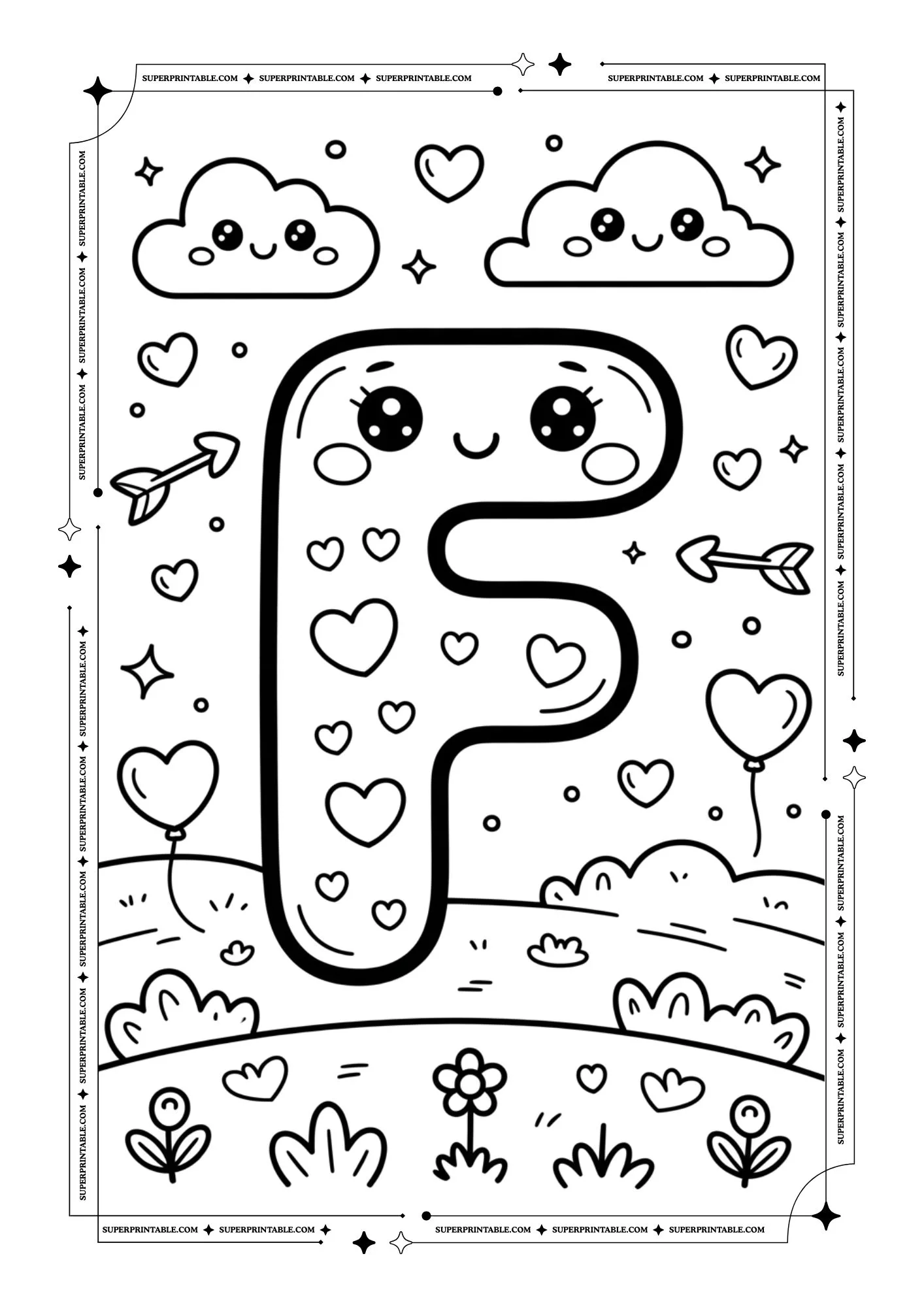 Dreamland Valentines Alphabet Coloring Pages 6