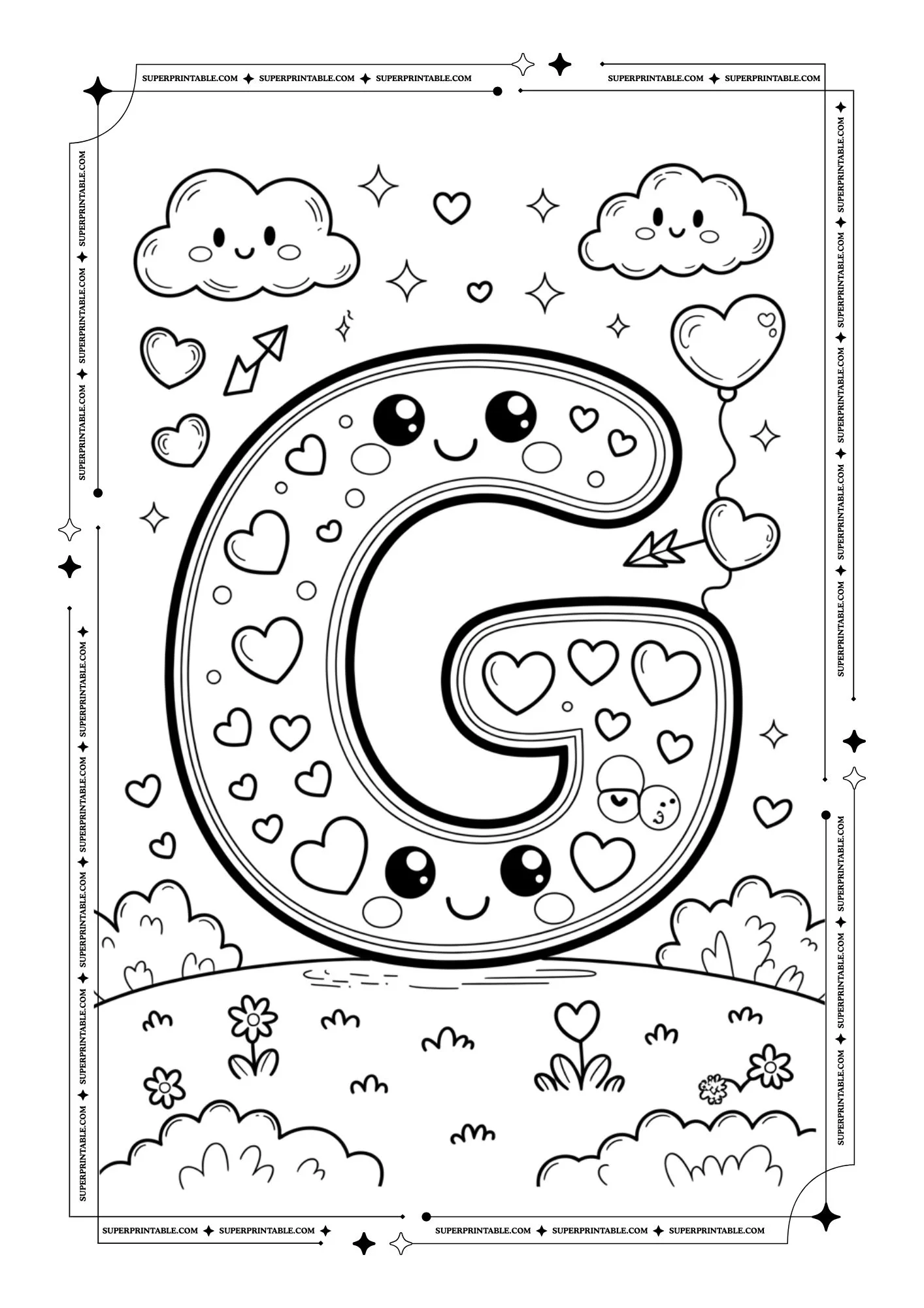 Dreamland Valentines Alphabet Coloring Pages 7