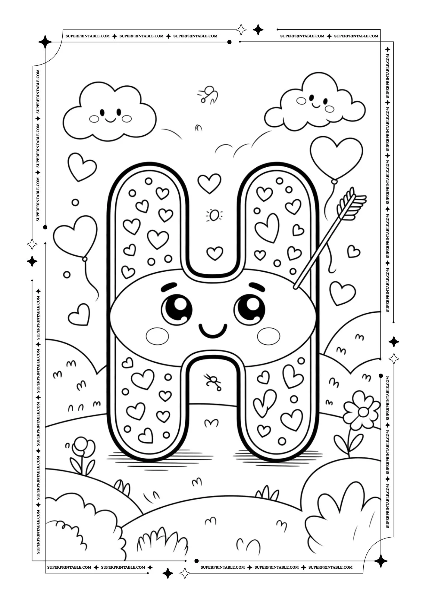 Dreamland Valentines Alphabet Coloring Pages 8