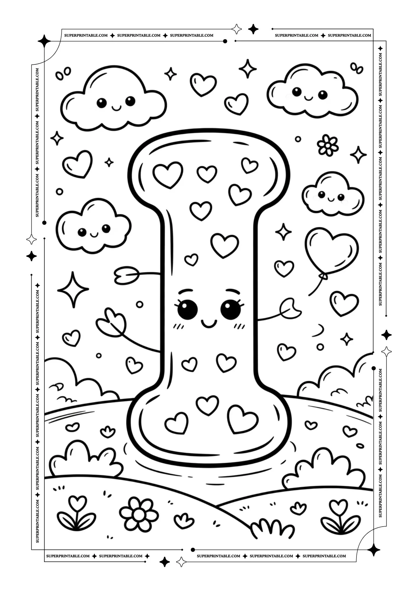 Dreamland Valentines Alphabet Coloring Pages 9