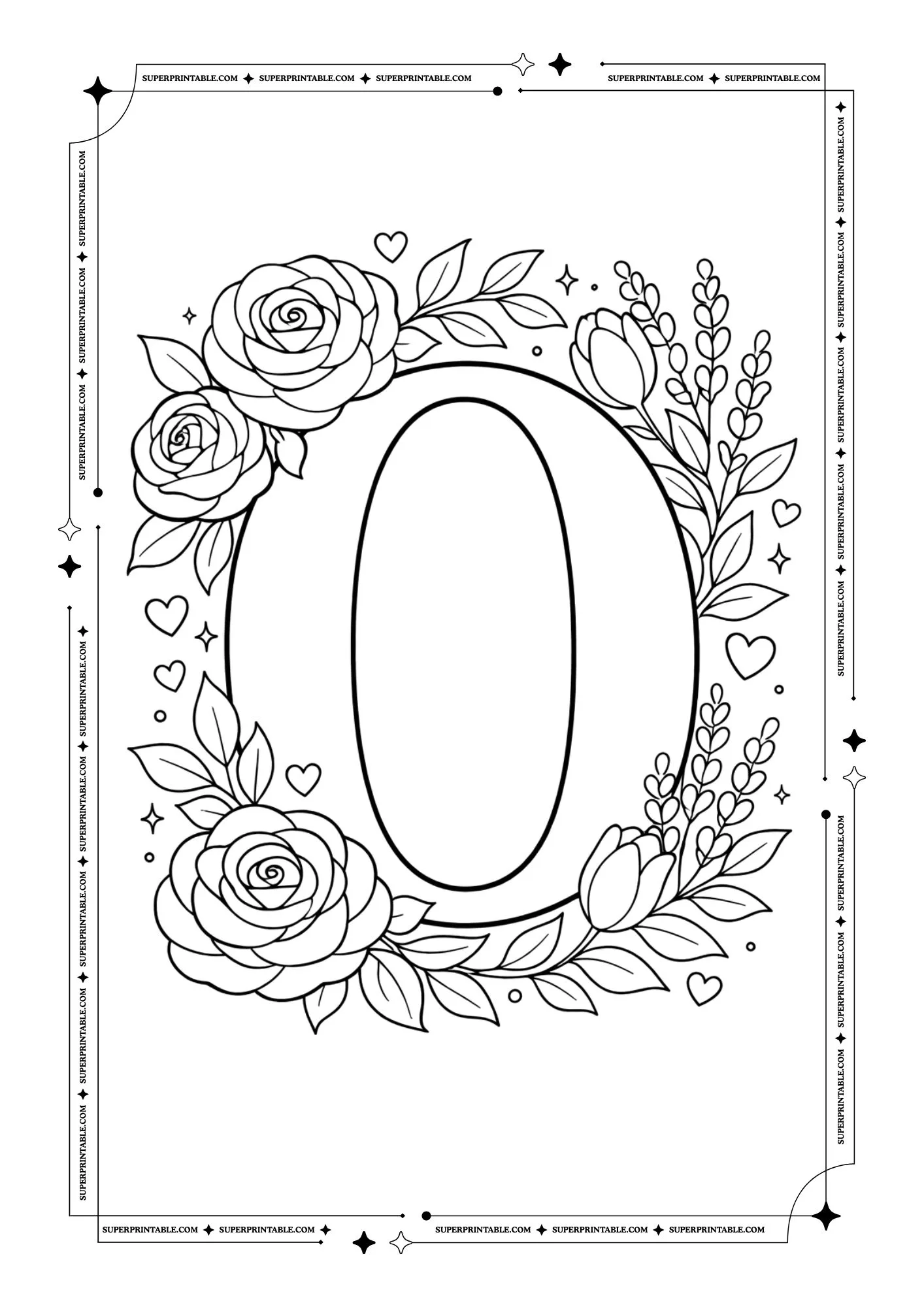 Floral Roses Numbers Coloring Pages 1