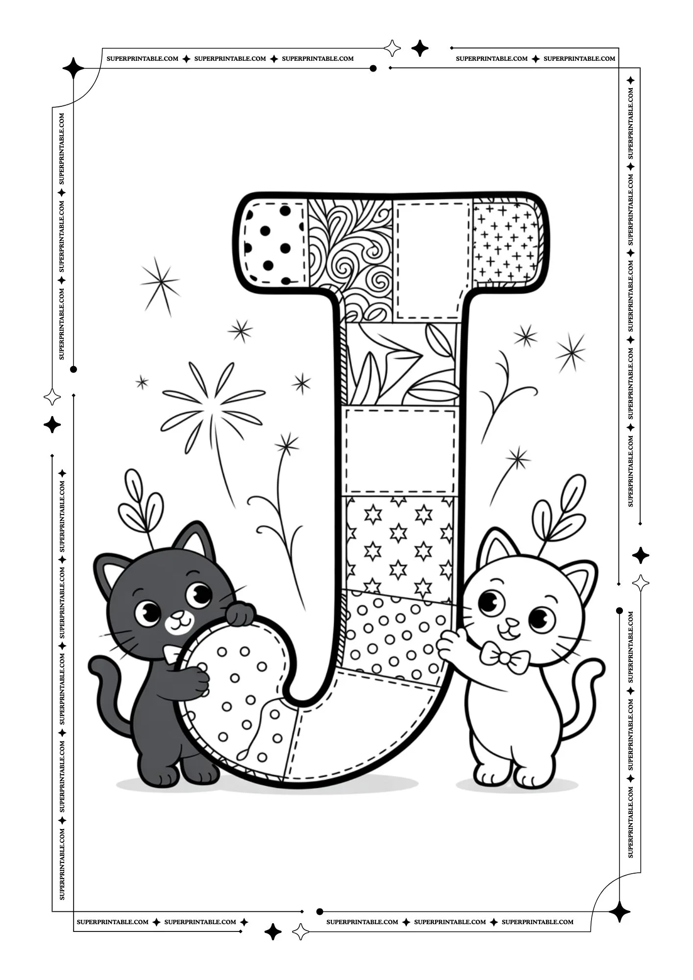 Fluffy Cats Alphabet Coloring Pages 10