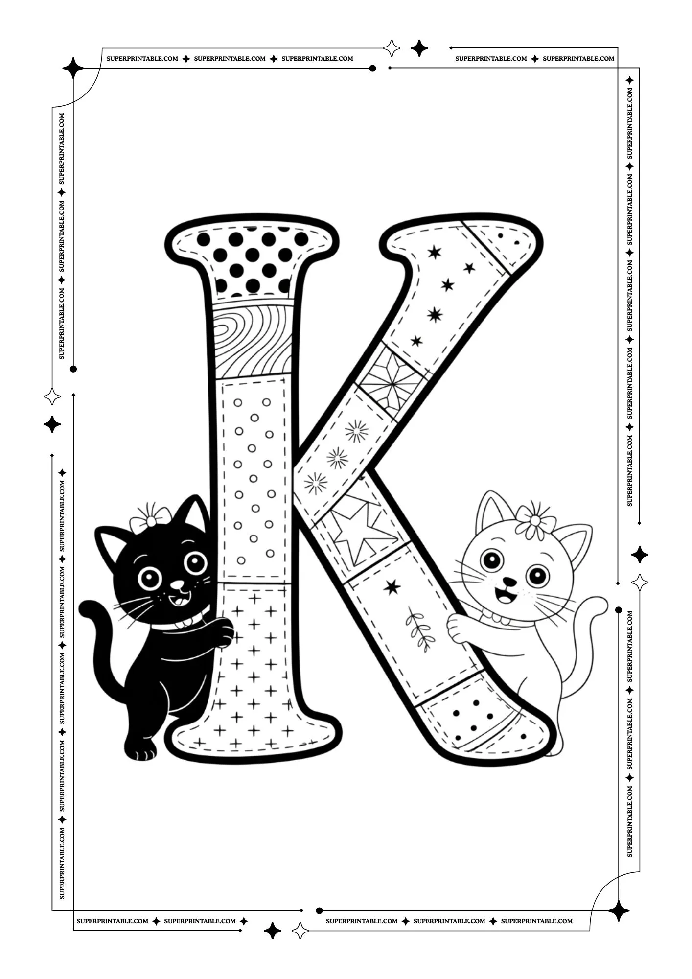 Fluffy Cats Alphabet Coloring Pages 11