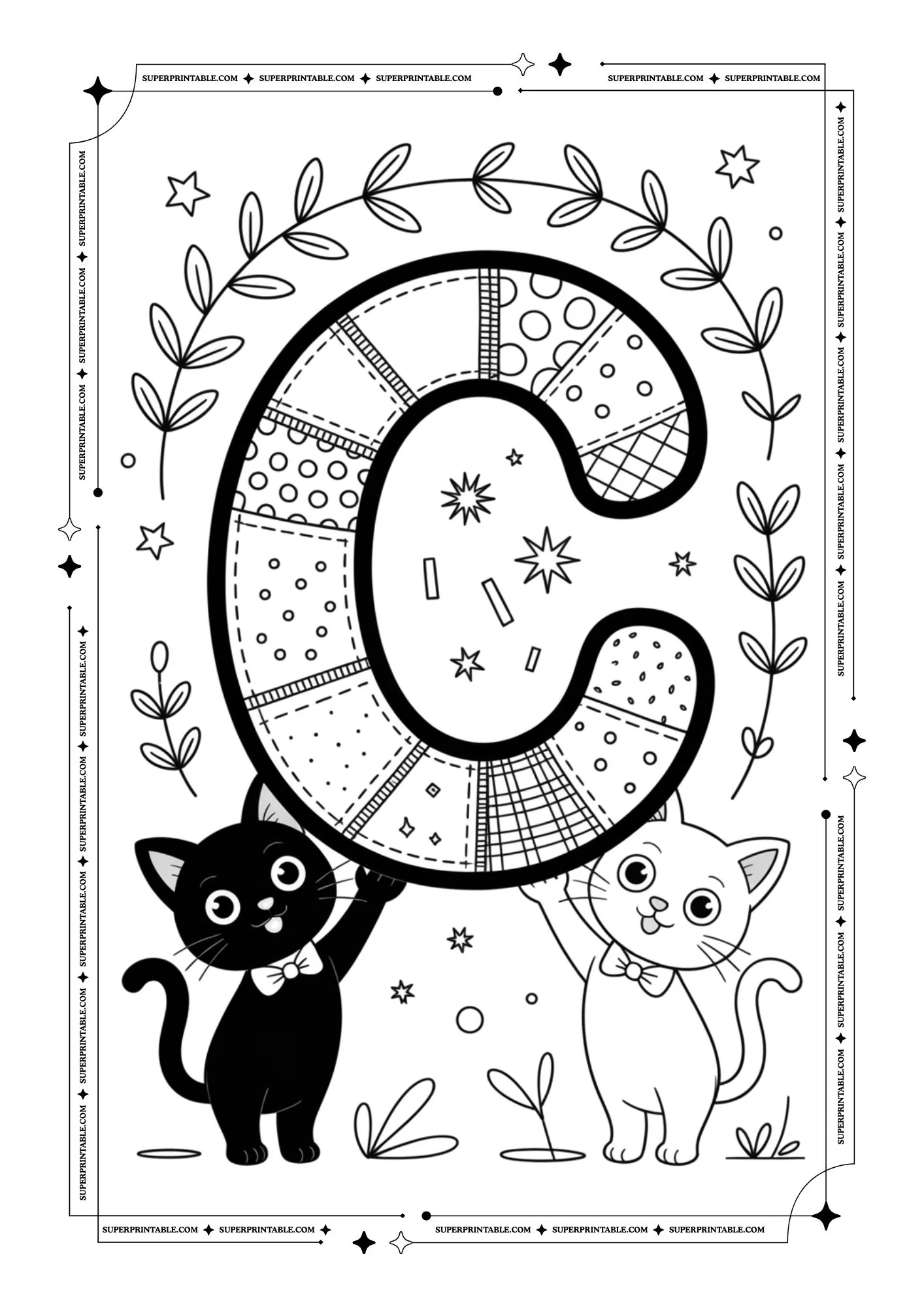 Fluffy Cats Alphabet Coloring Pages 3