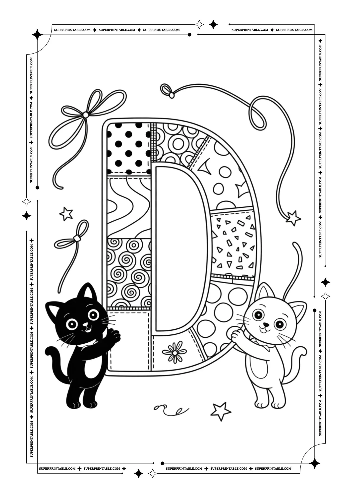 Fluffy Cats Alphabet Coloring Pages 4