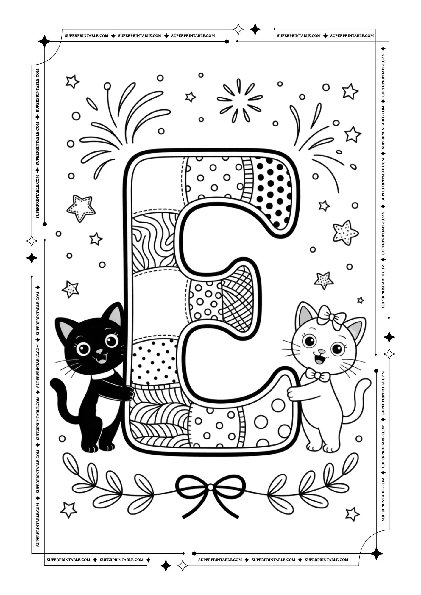 Fluffy Cats Alphabet Coloring Pages 5