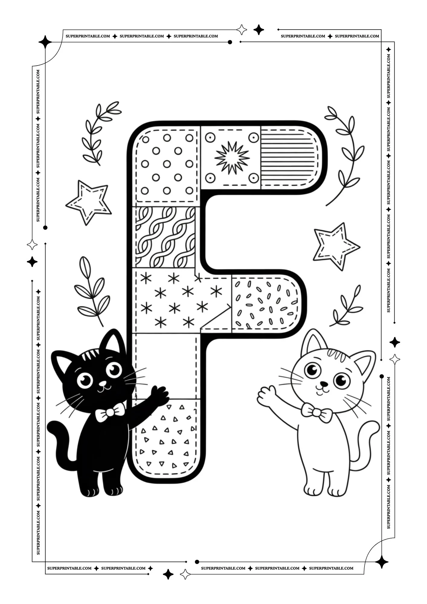 Fluffy Cats Alphabet Coloring Pages 6