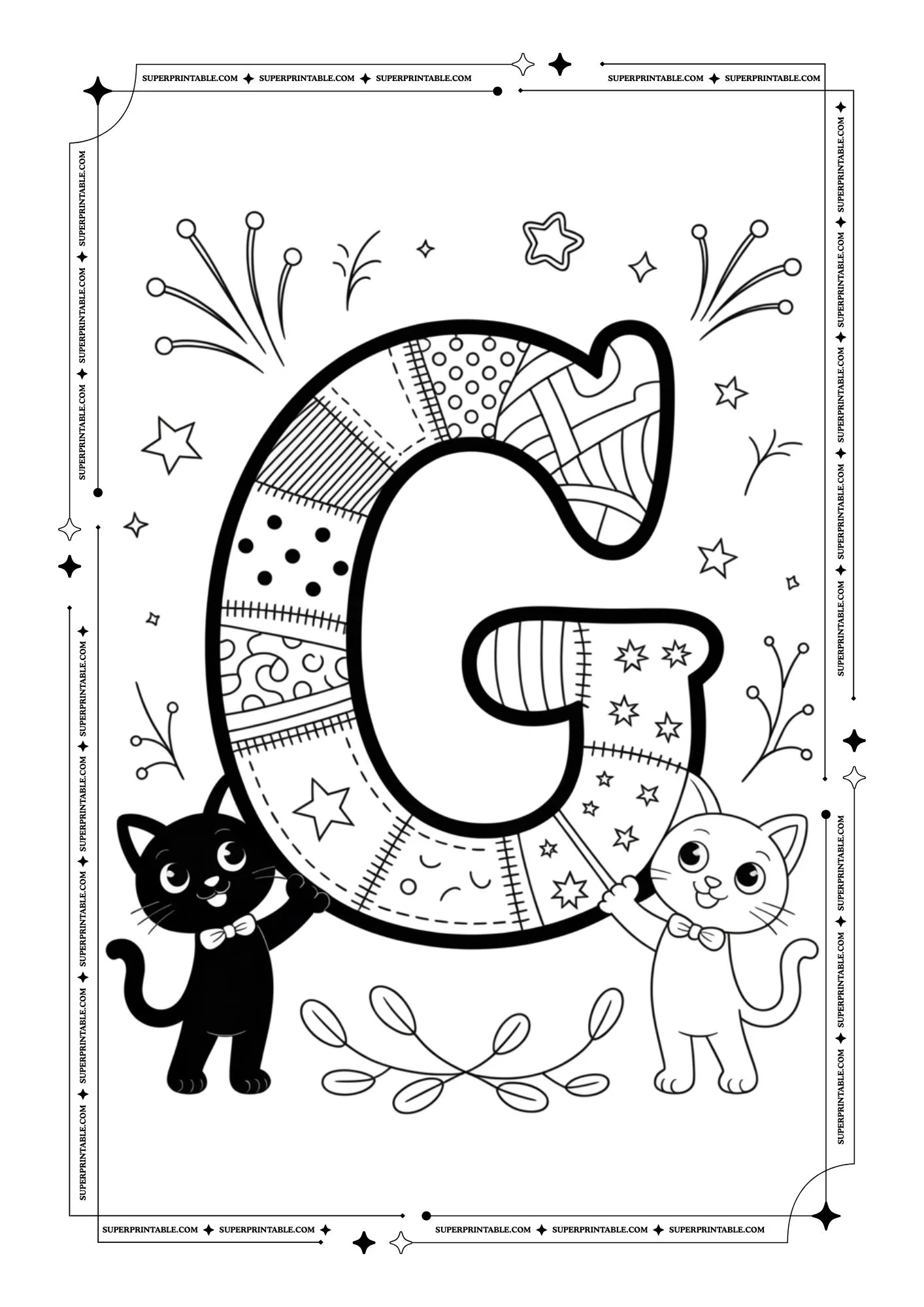 Fluffy Cats Alphabet Coloring Pages 7