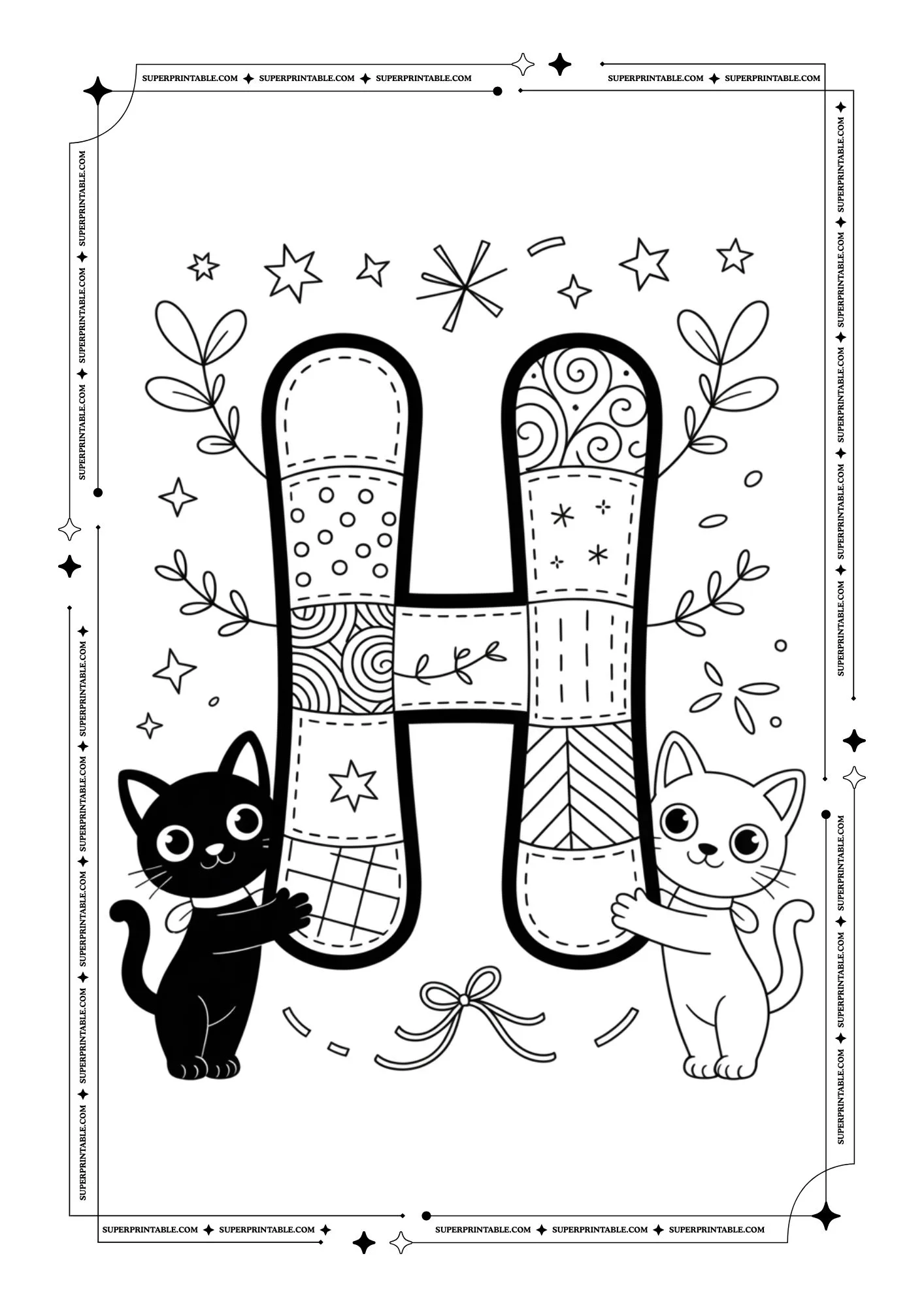 Fluffy Cats Alphabet Coloring Pages 8