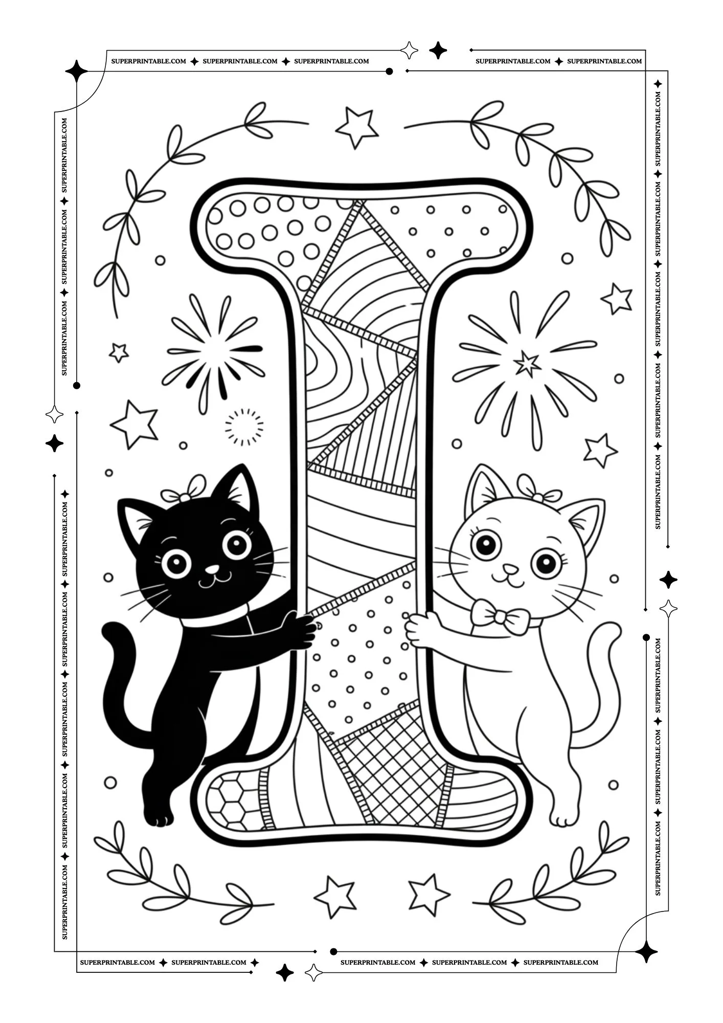 Fluffy Cats Alphabet Coloring Pages 9