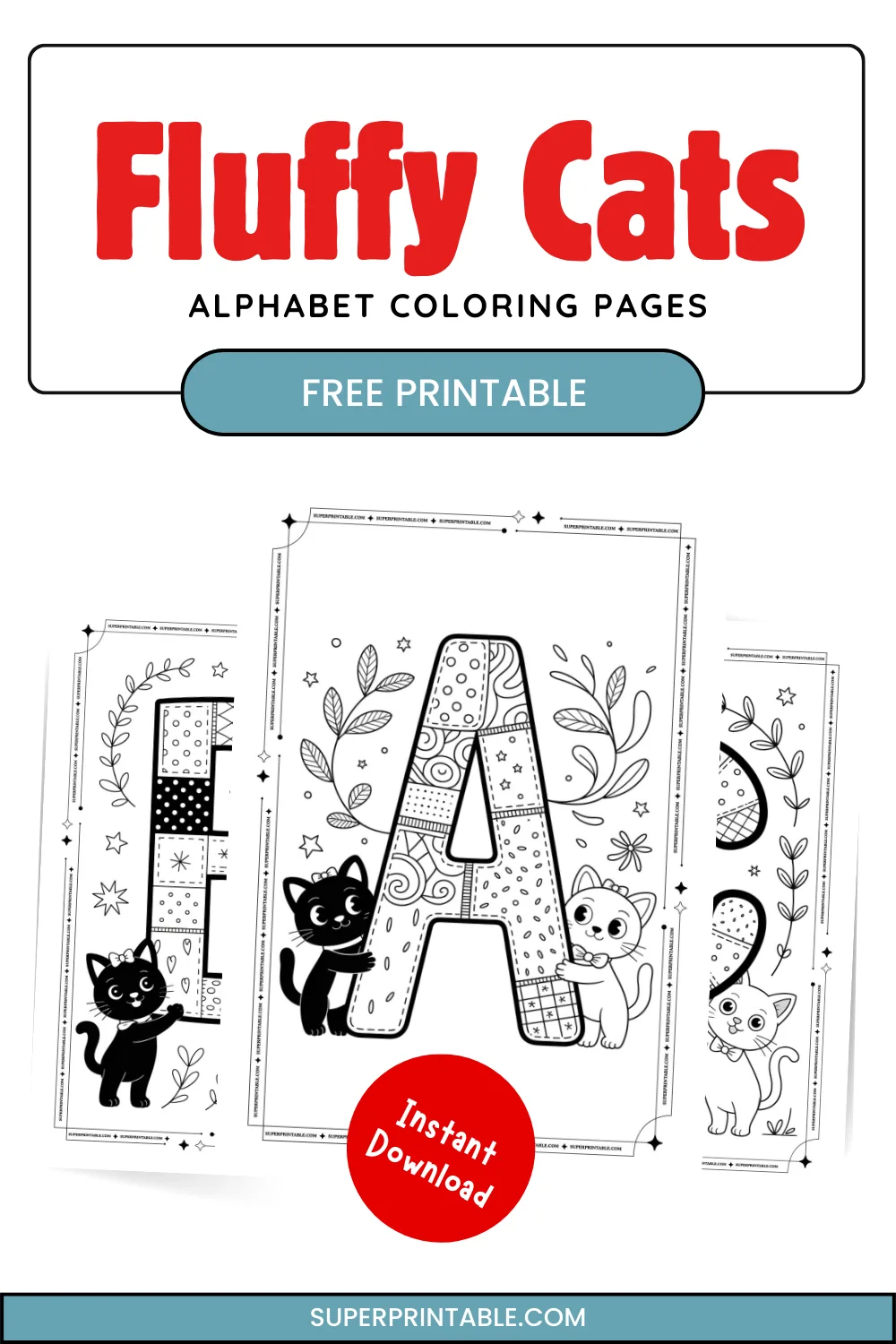 Fluffy Cats Alphabet Coloring Pages Pinterest Image