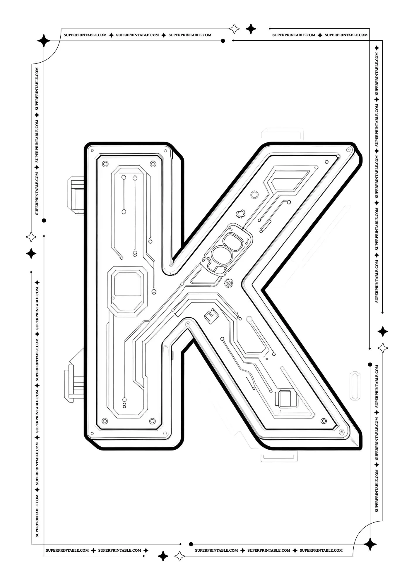 Futuristic Alphabet Coloring Pages 11
