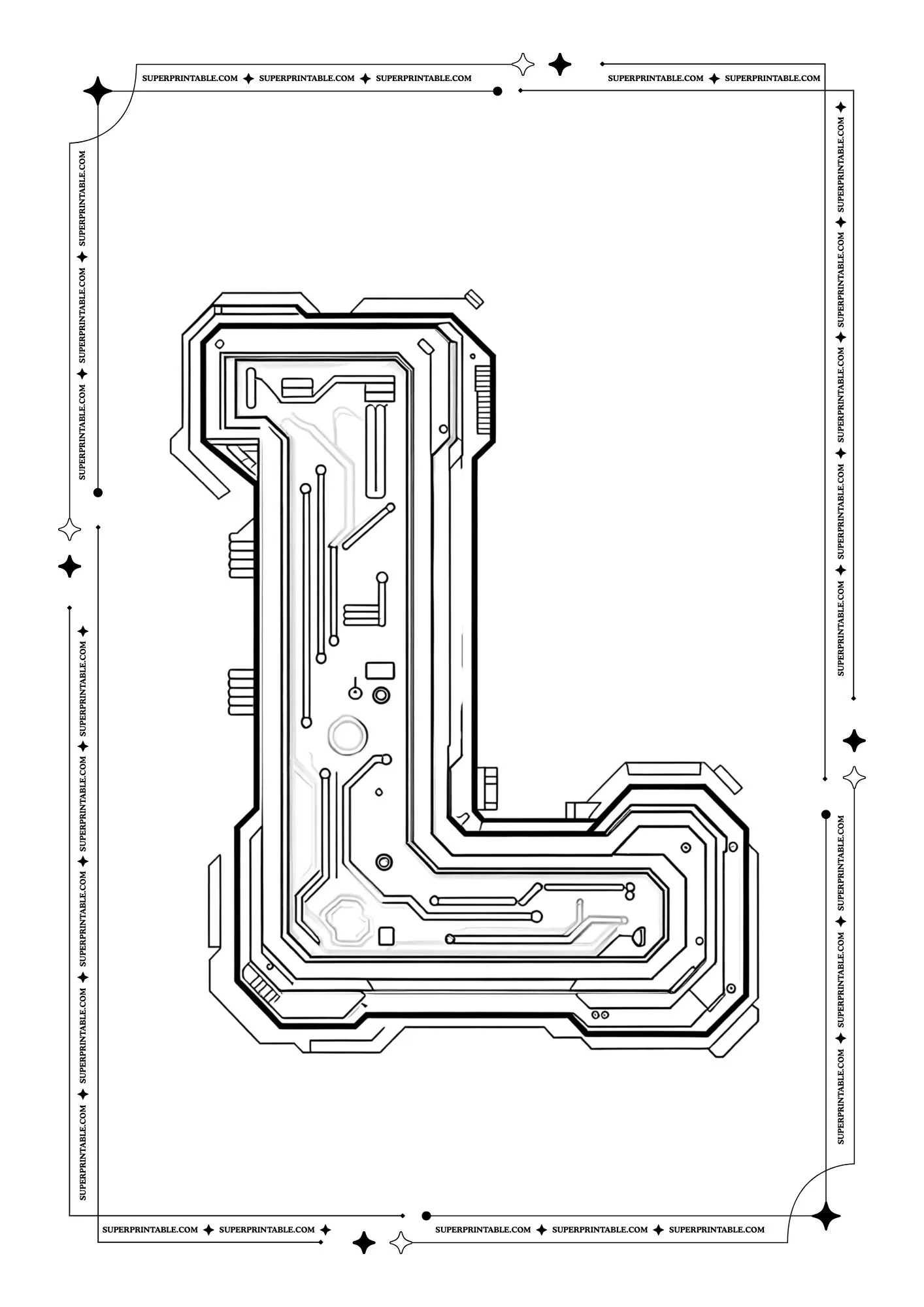 Futuristic Alphabet Coloring Pages 12