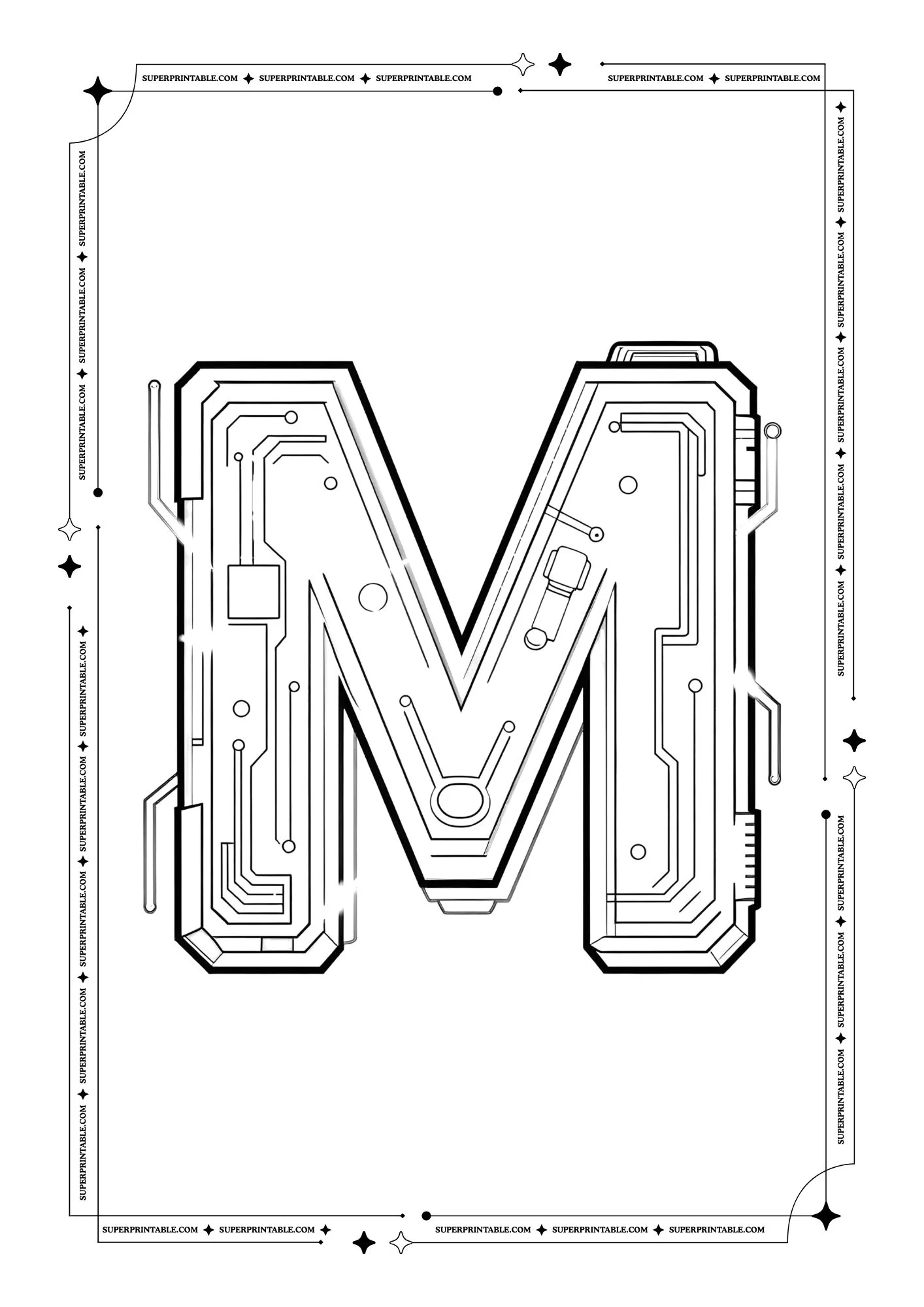 Futuristic Alphabet Coloring Pages 13